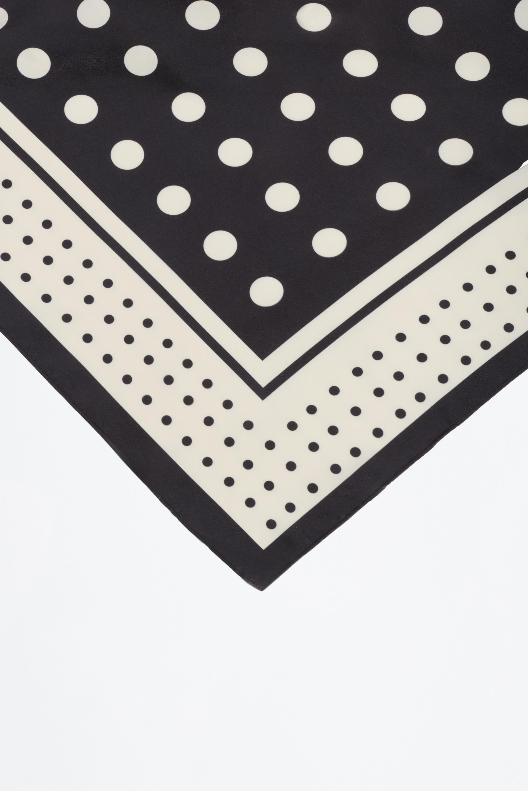 Polka dot satin scarf — BLACK/WHITE