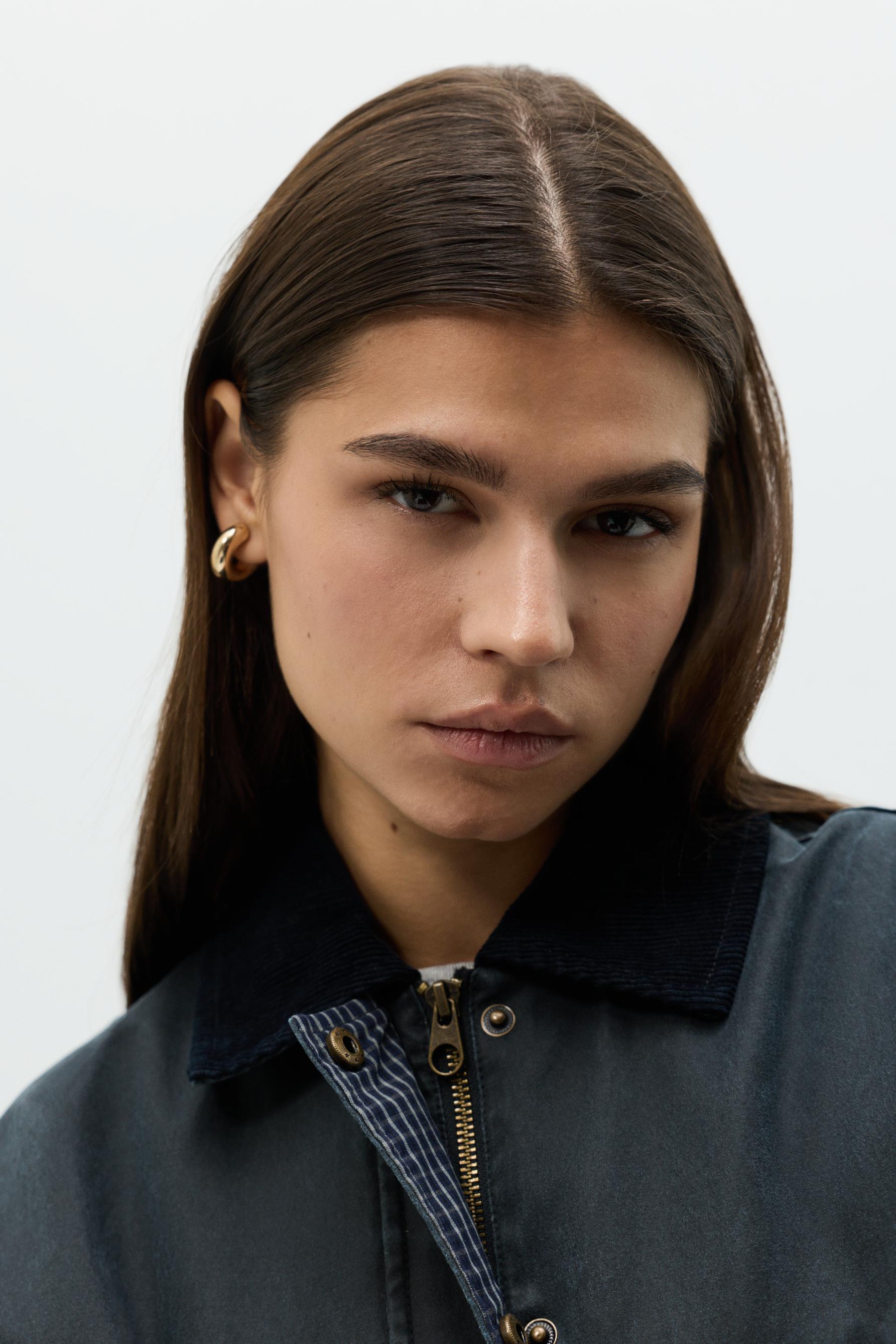 Cropped waxed jacket — DARK BLUE