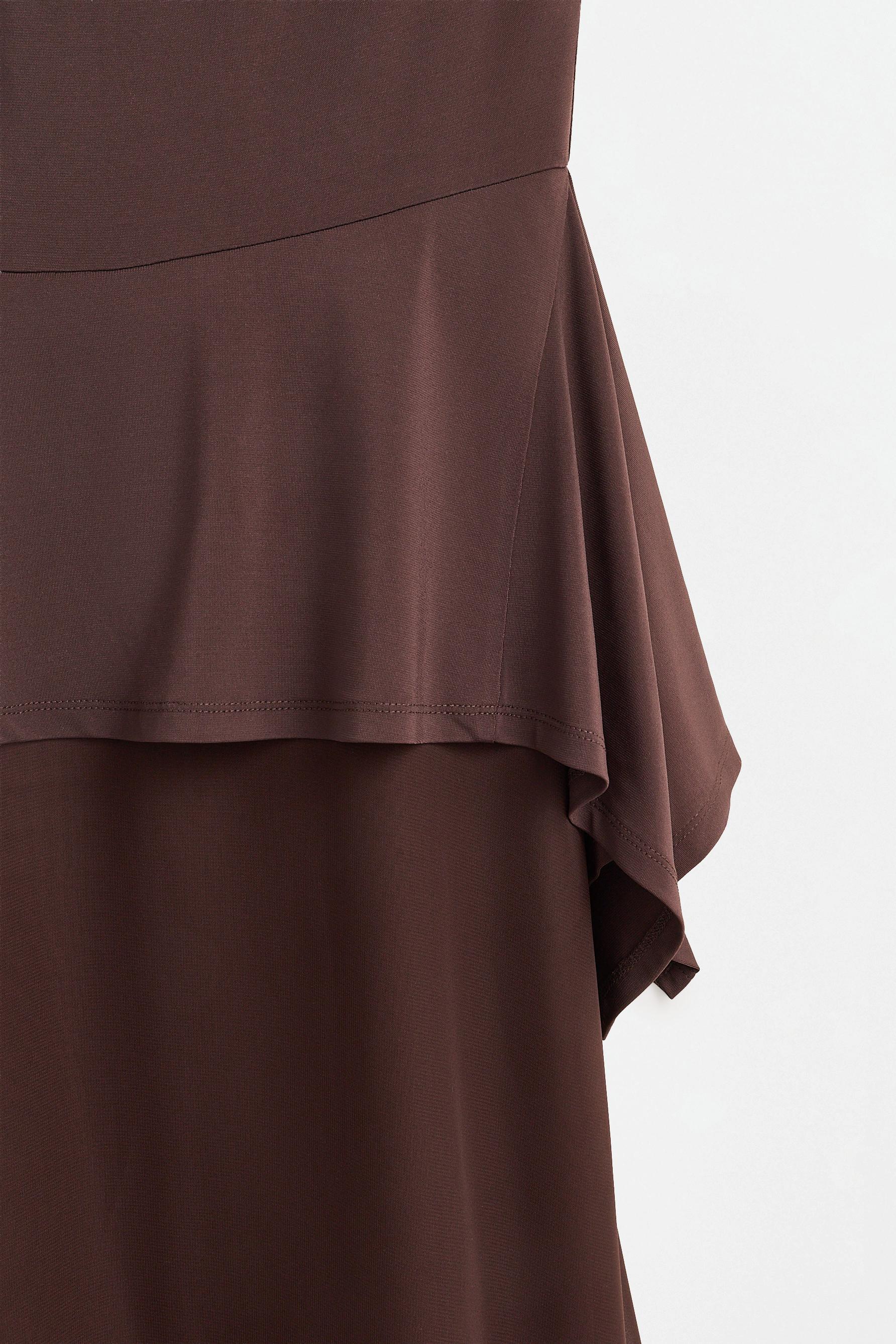 Mixed-fabric midi dress — CHOCOLATE