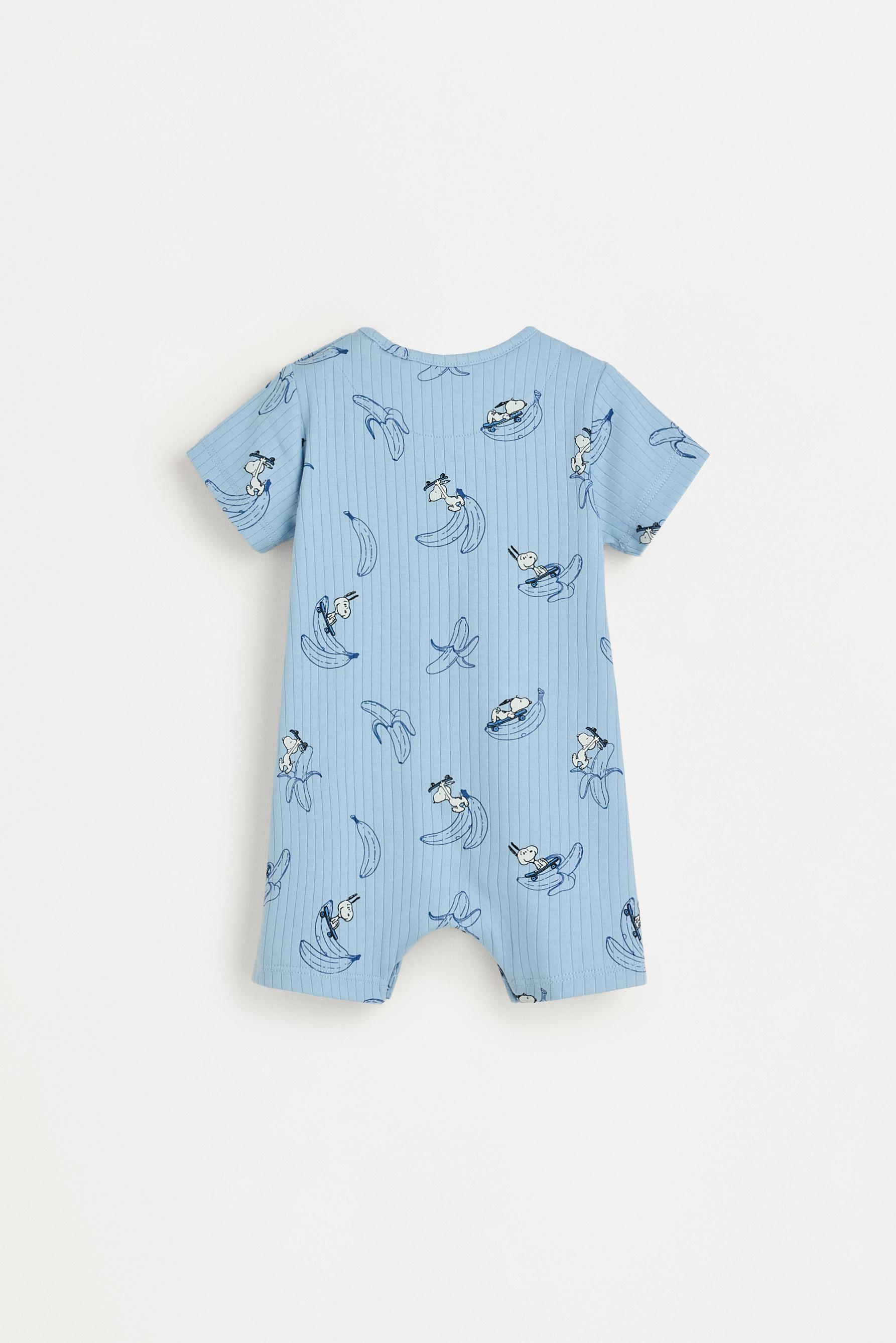 Snoopy Peanuts™ ribbed sleepsuit — SKY BLUE (alternate view)