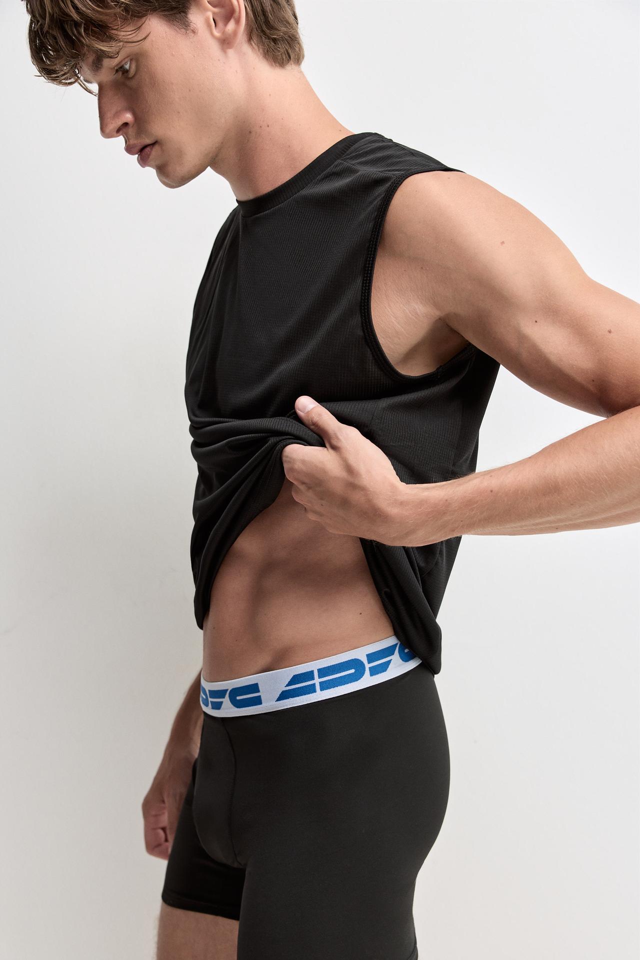 3-pack of sporty slogan long boxers — BLACK/BLUE