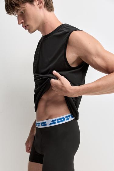 3-pack of sporty slogan long boxers — BLACK/BLUE 5