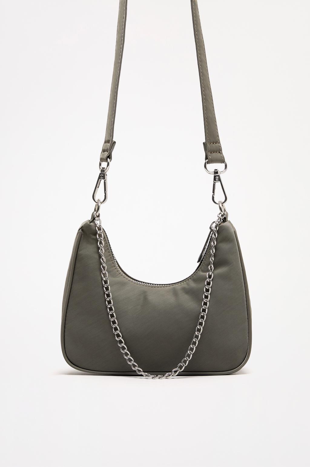 Nylon crossbody bag with chain