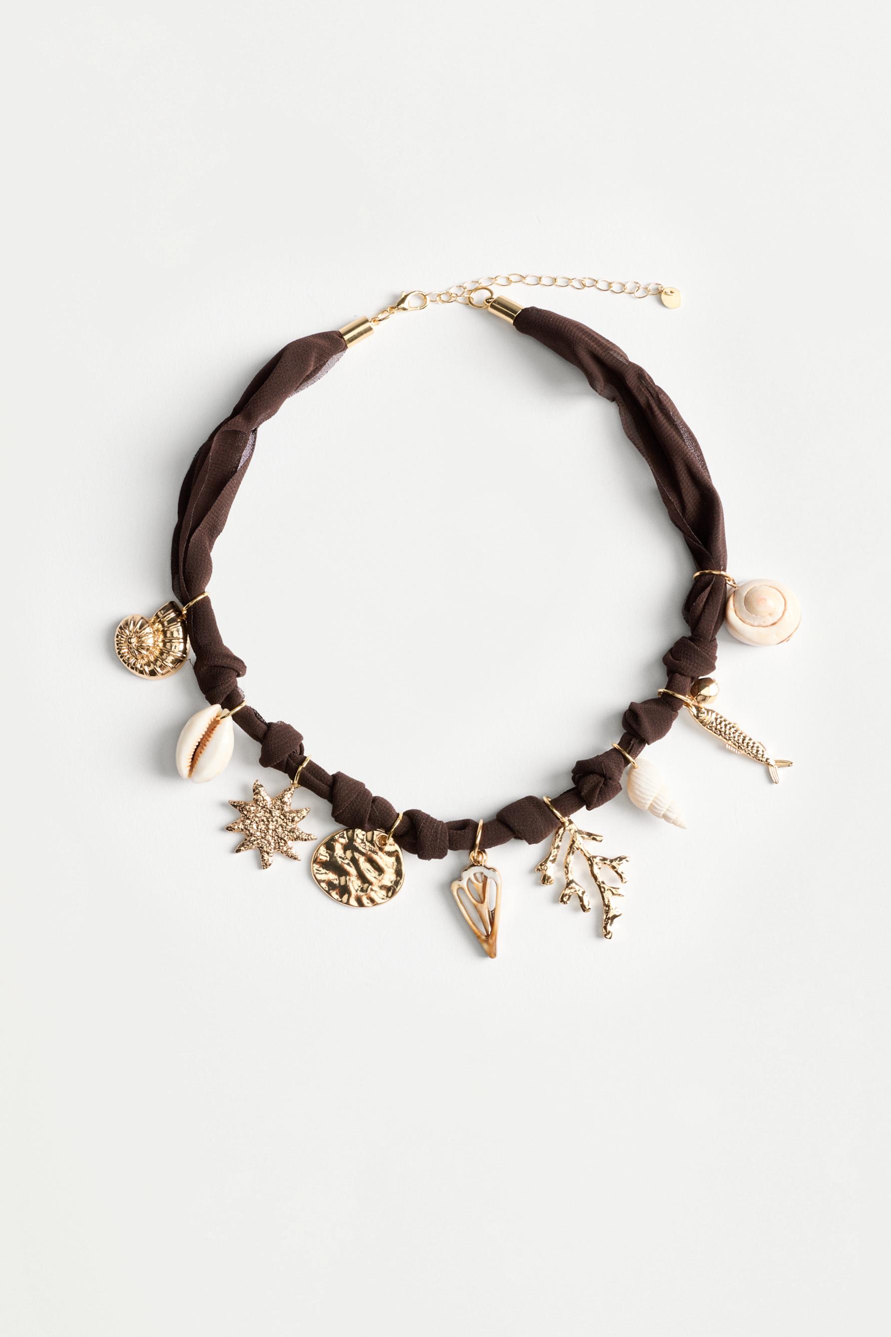 Multi-charm necklace — BROWN