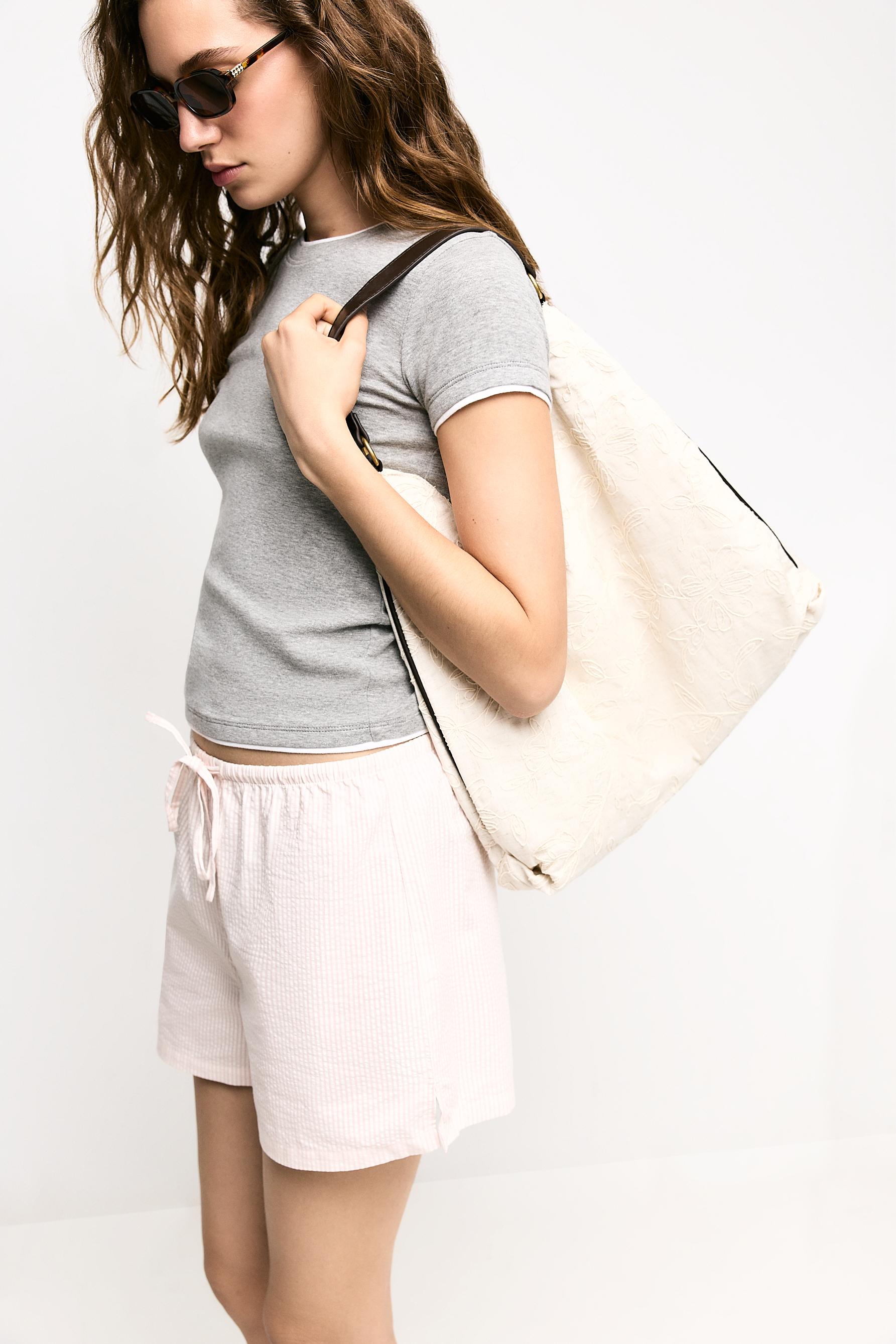 Striped pyjama shorts — PASTEL PINK
