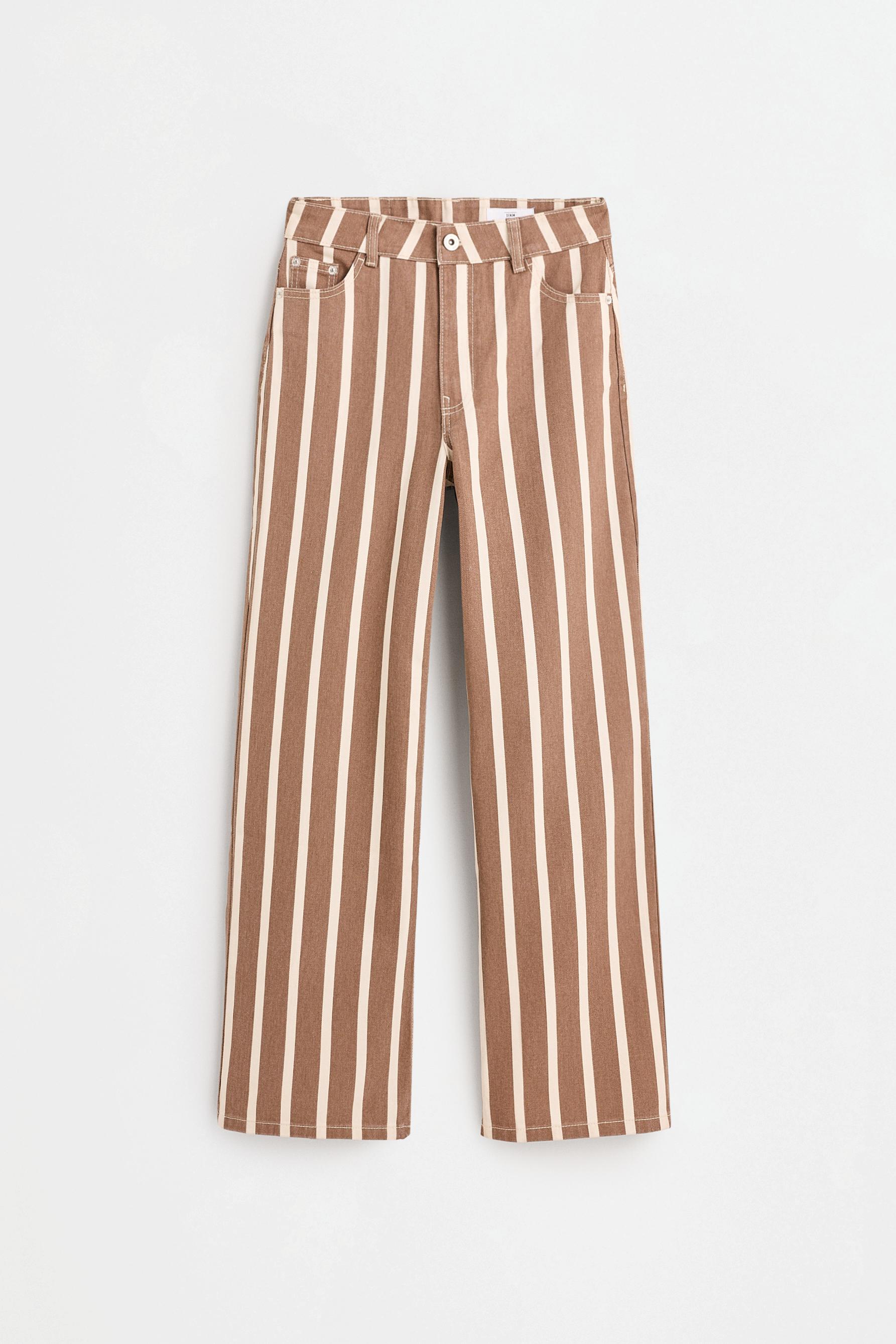 Striped wide-leg jeans — BEIGE/BROWN