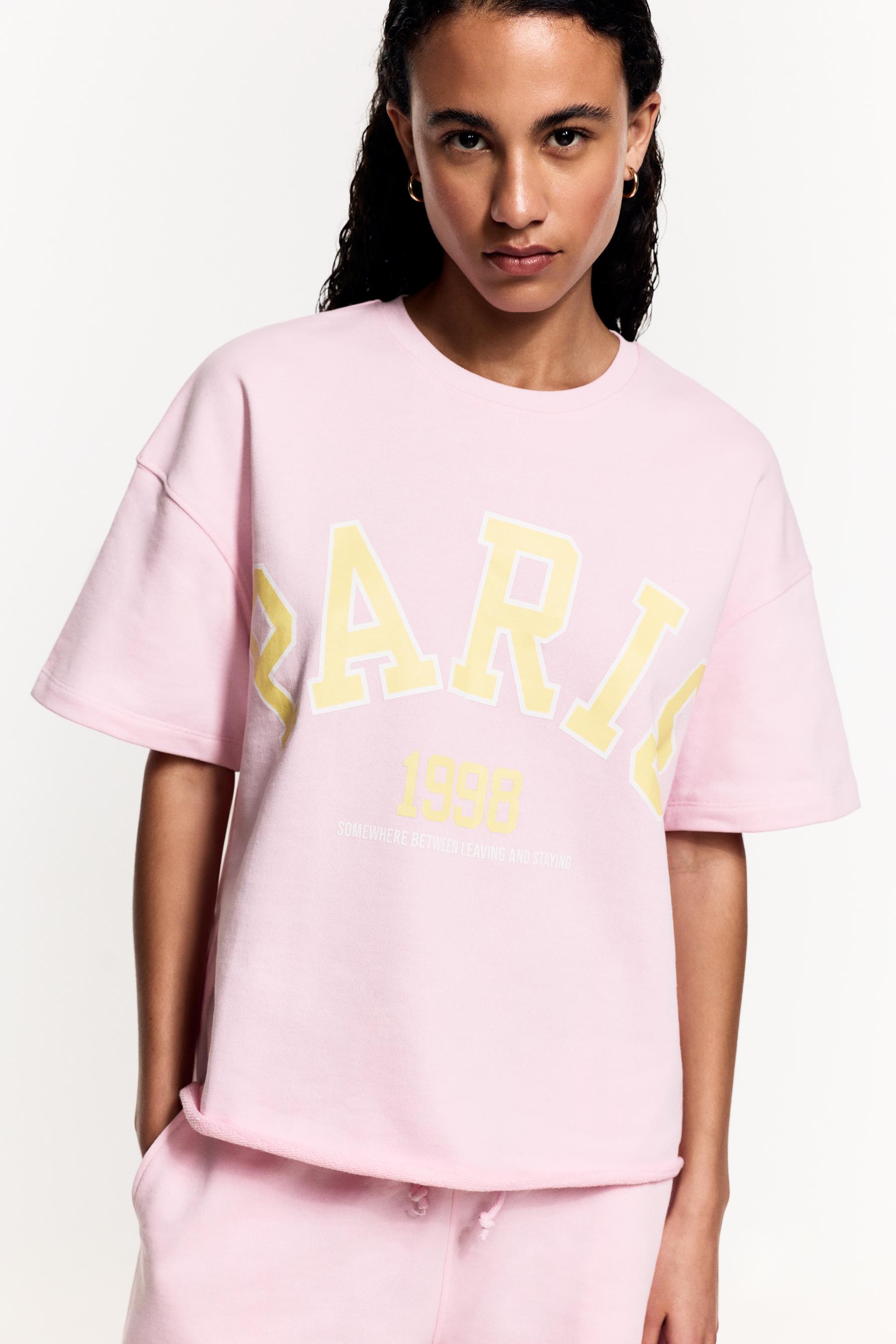 Printed short sleeve sweatshirt — PINK