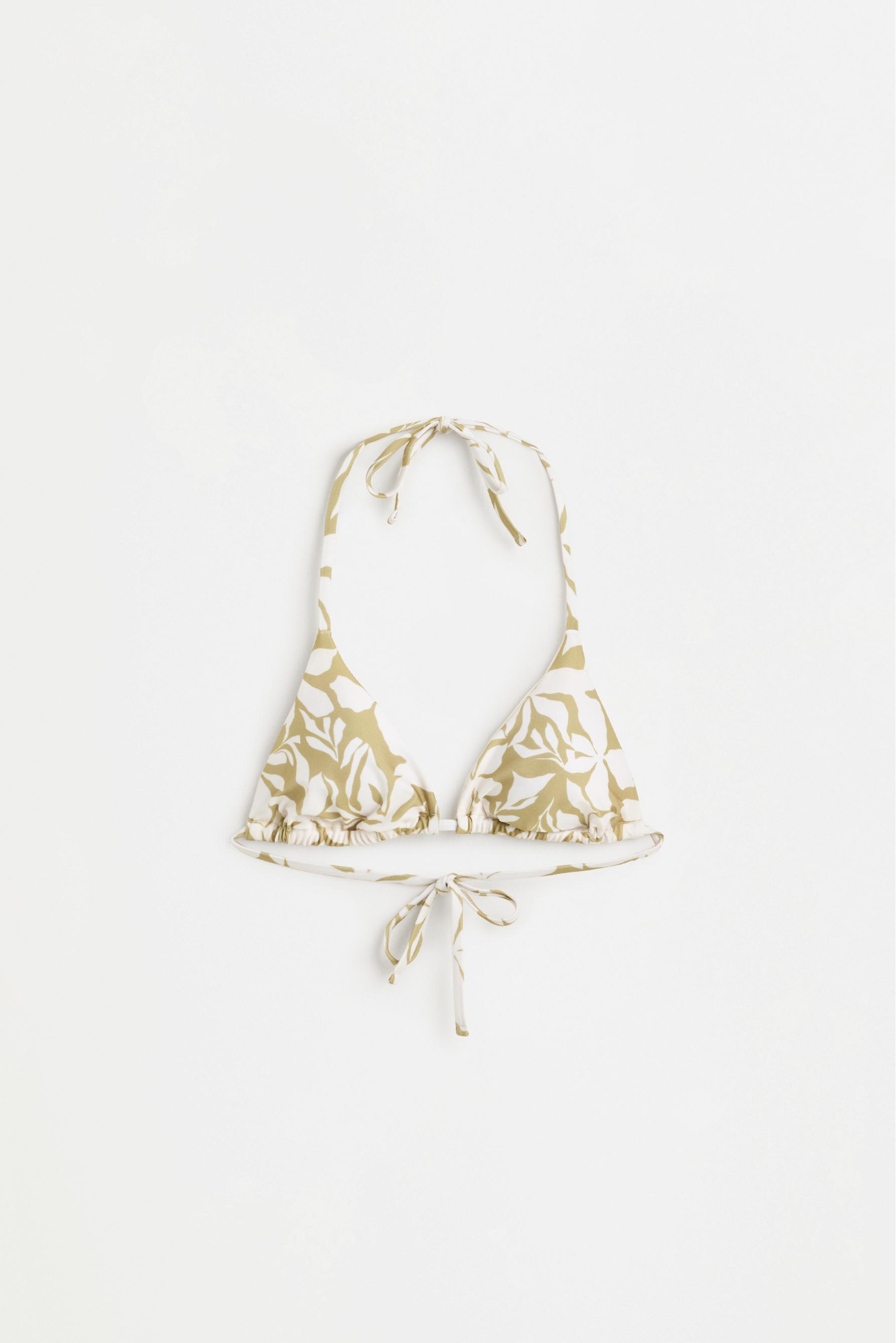 Triangle bikini top — ECRU/GREEN