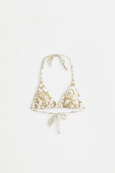 Triangle bikini top — ECRU/GREEN 6
