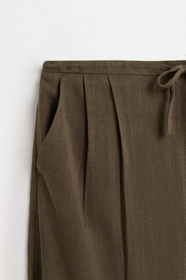 Rustic wide-leg trousers — DARK KHAKI 7