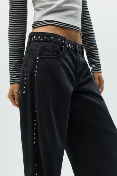Studded barrel jeans — PALE CHARCOAL 3