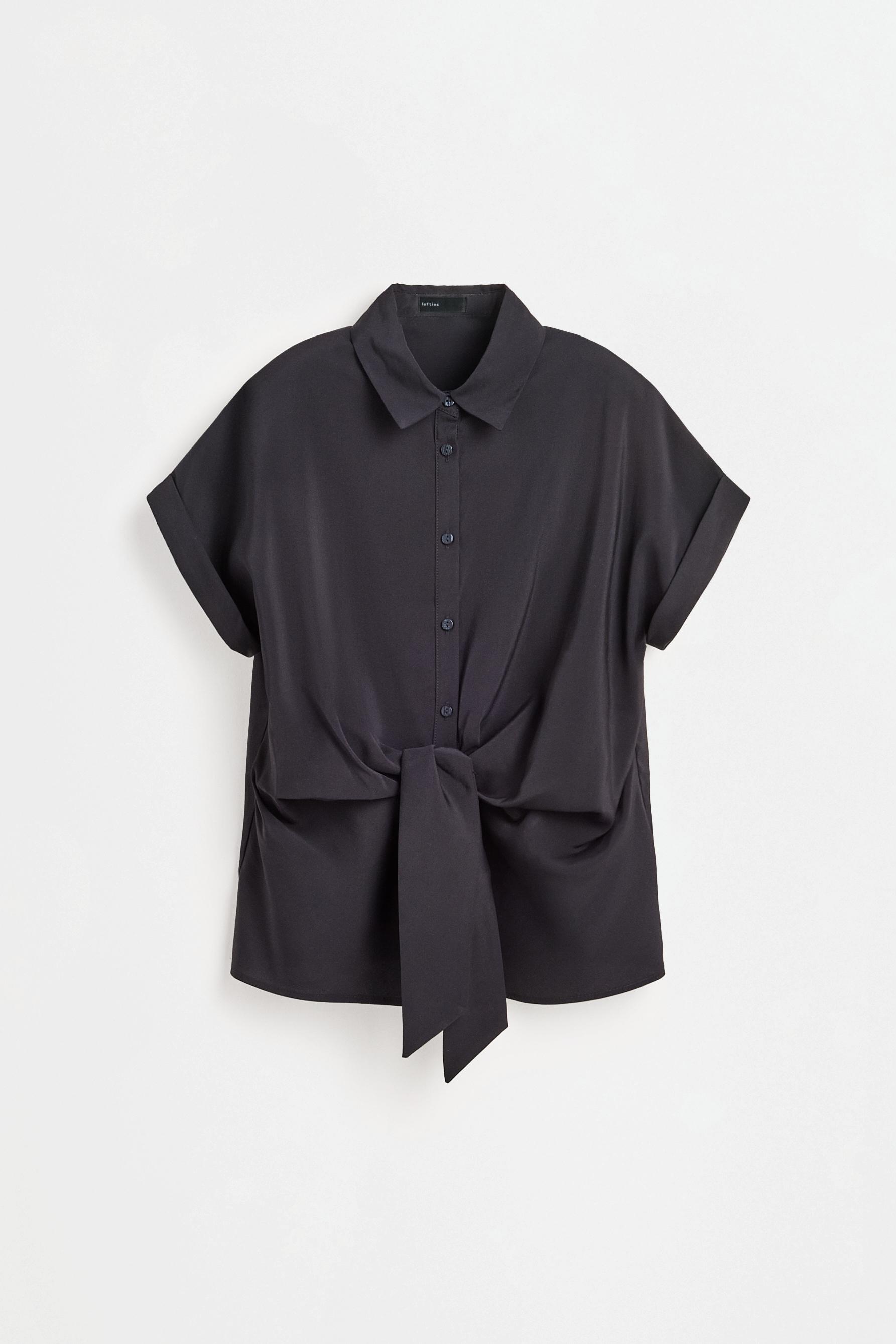 Shirt with tie detail — BLACK