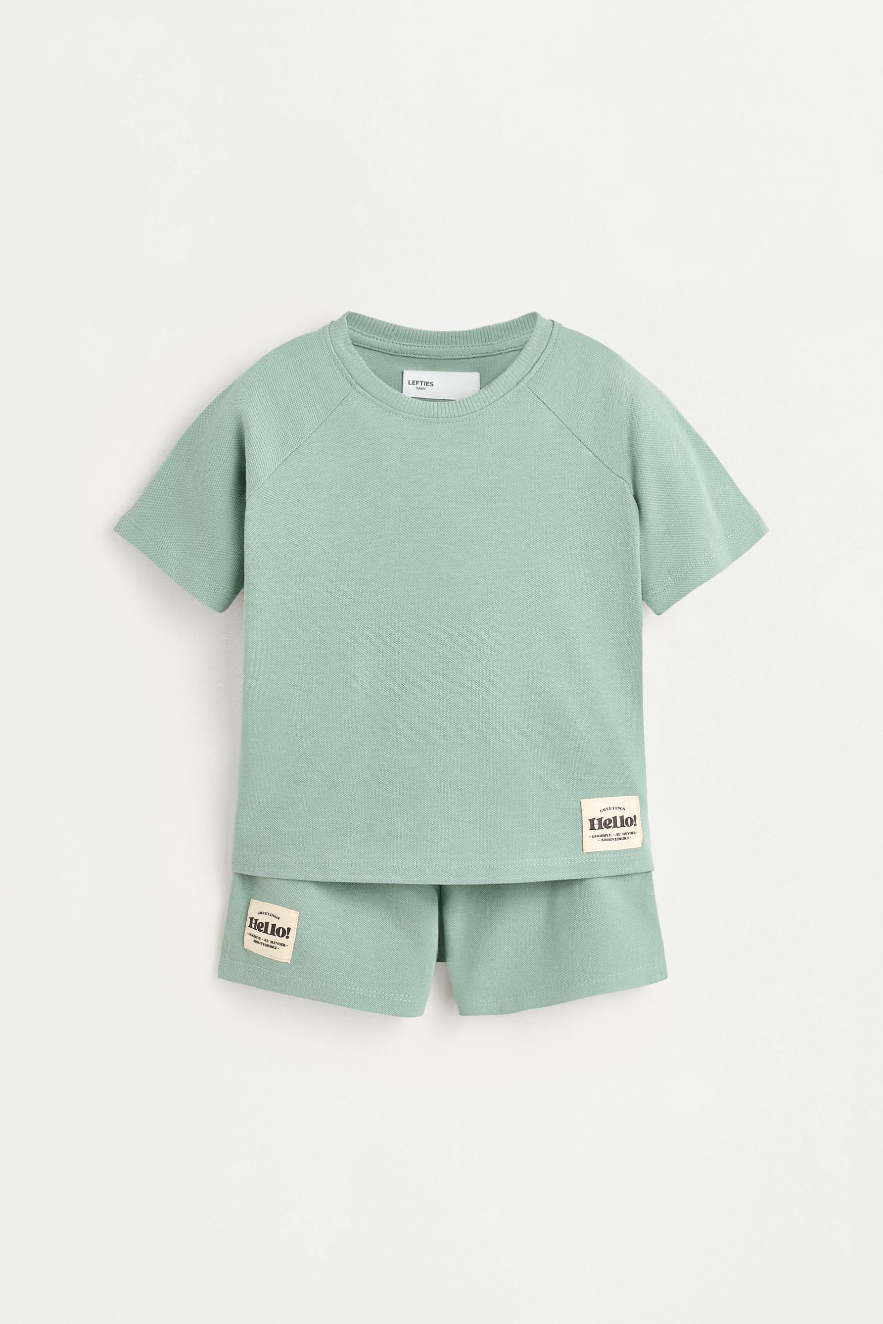 Piqué T-shirt and Bermuda shorts co-ord — GREENISH (alternate view)