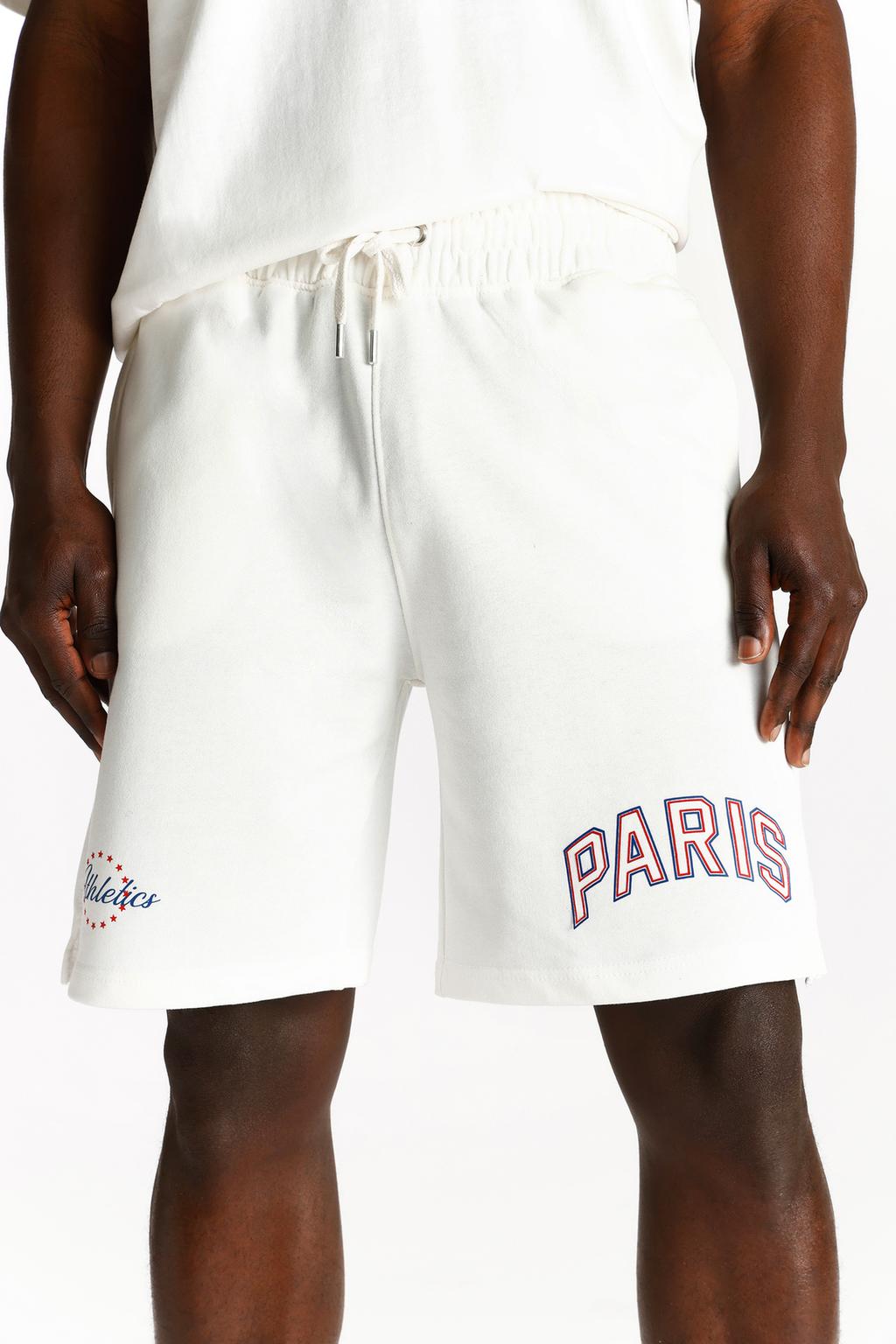 Plush Bermuda shorts with embroidery - print