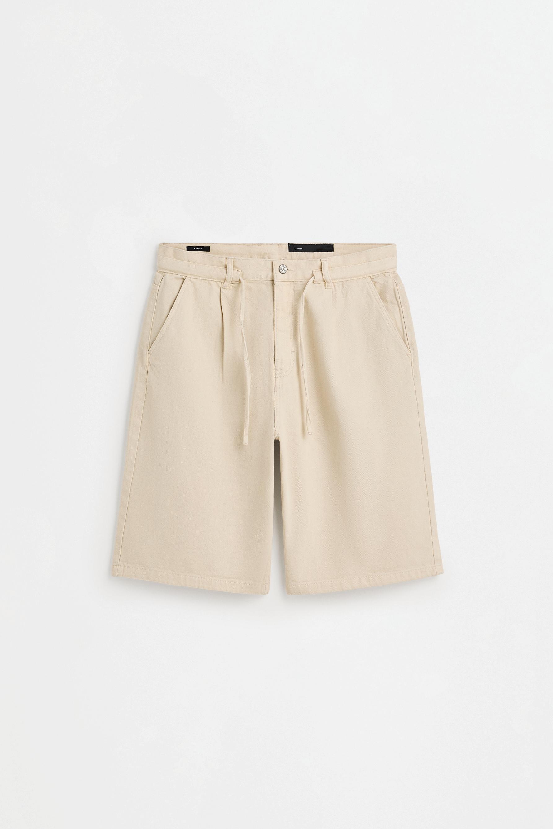 Pleated Denim Bermuda Shorts — ECRU