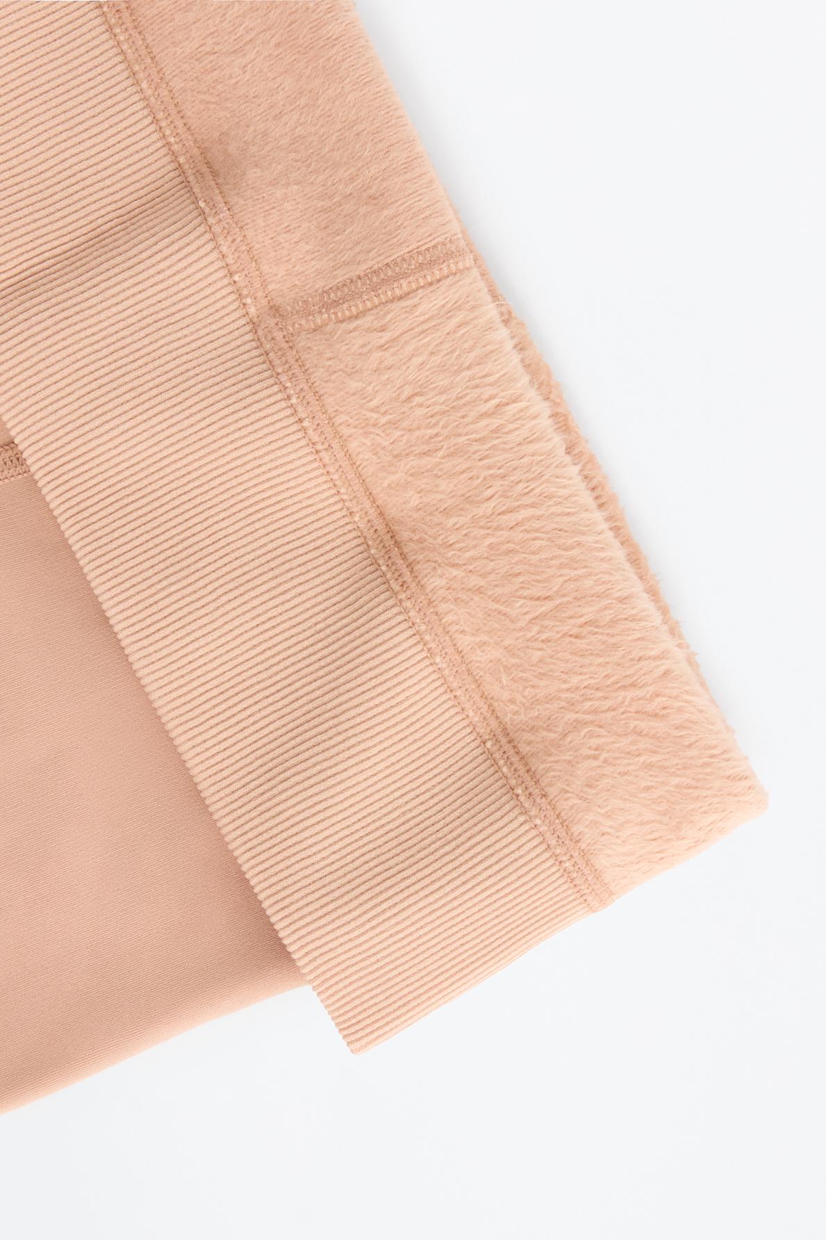 Leather effect fleece tights 200 den — ECRU