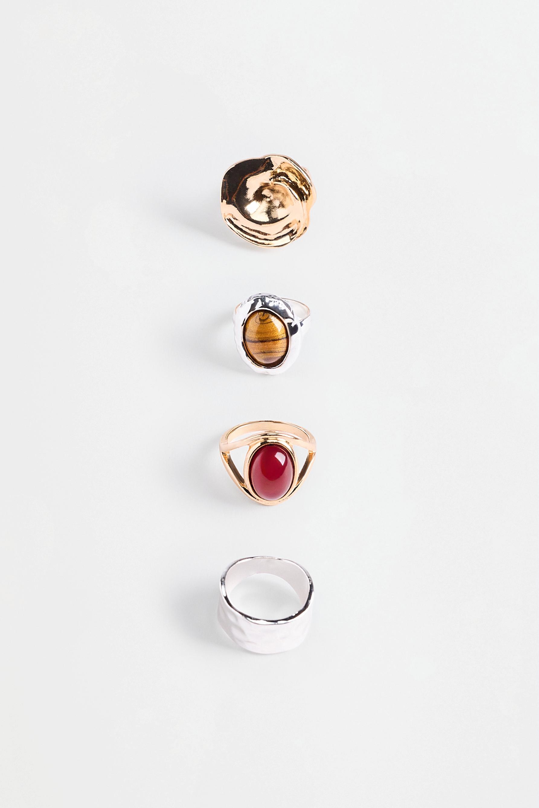 Assorted Rings (4-Pack) — GOLD - SILVER
