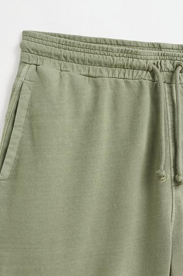 Faded-effect tracksuit Bermuda shorts — PALE KHAKI 7
