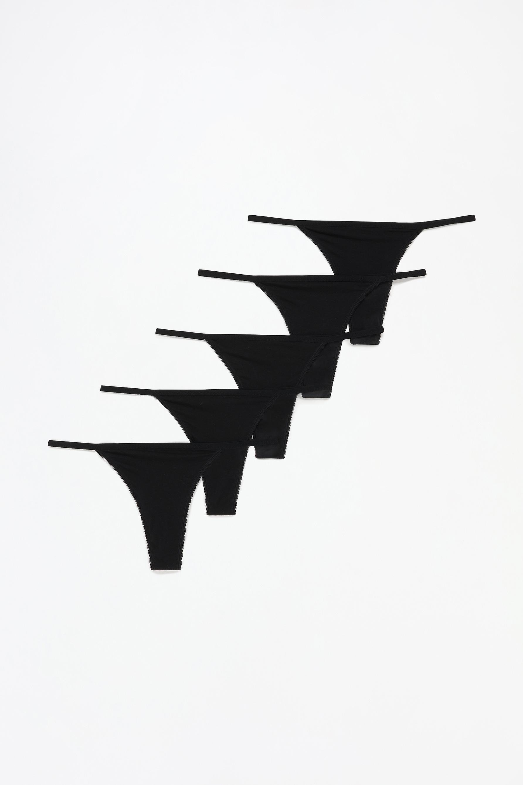 5-pack of thongs — BLACK