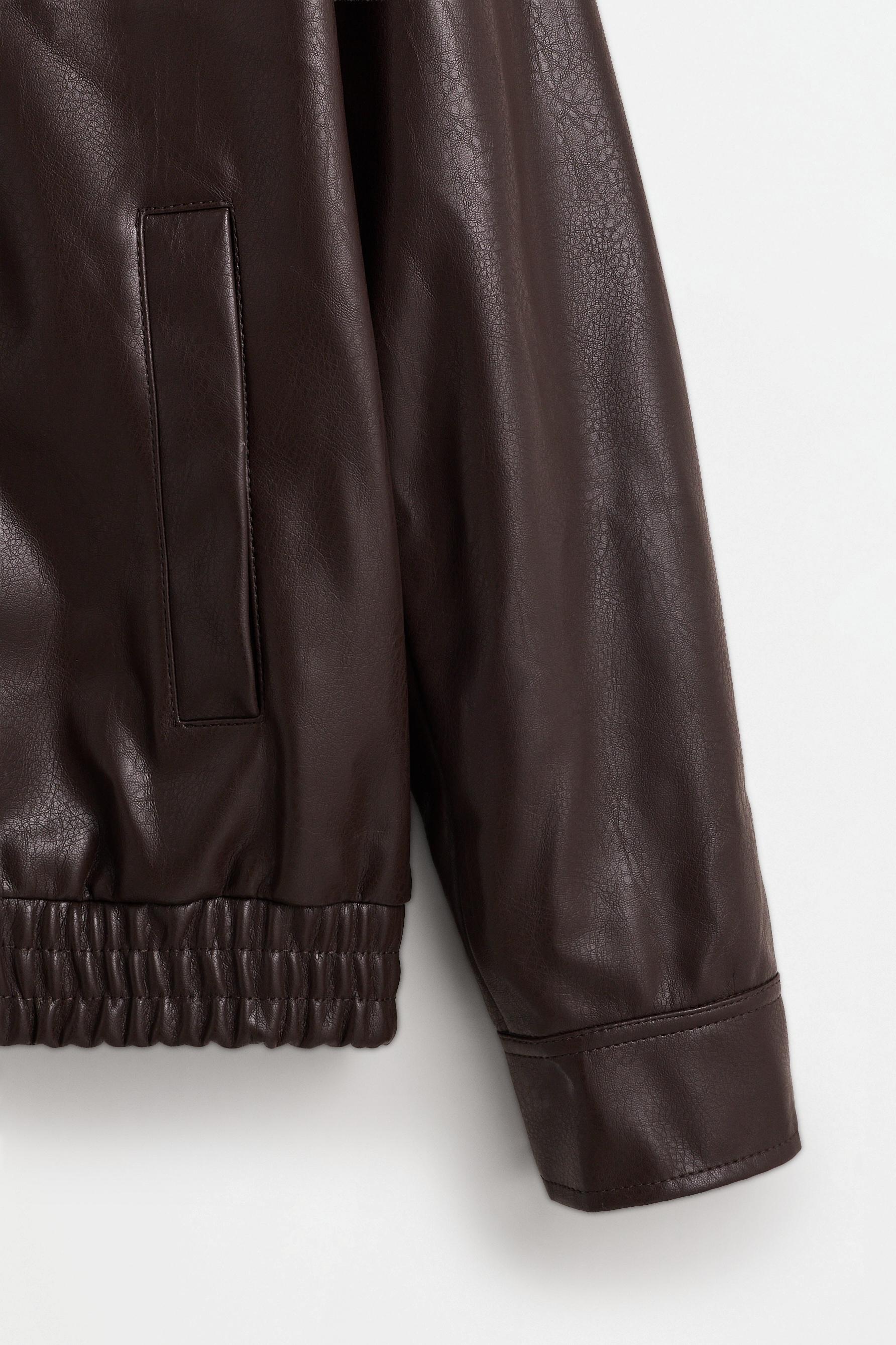 Leather-effect jacket — BROWN