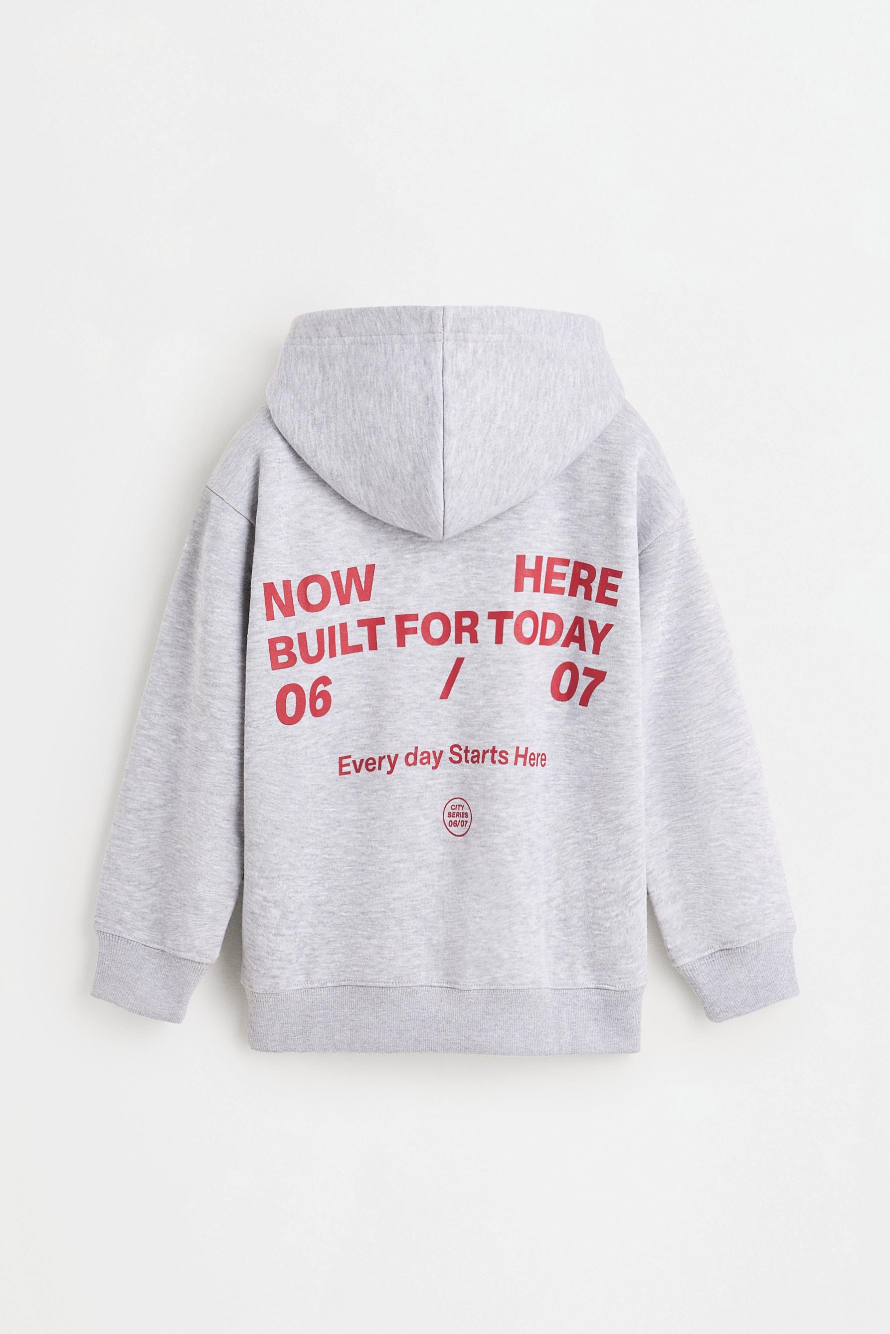 Printed hoodie — GREY MARL