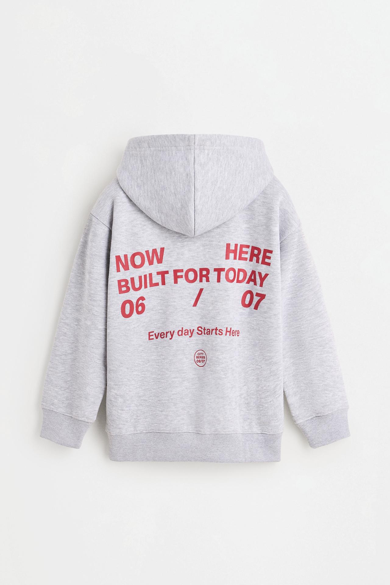 Printed hoodie — GREY MARL