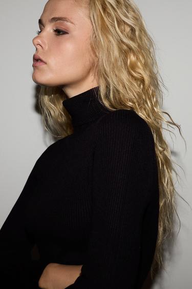 Ribbed high-neck sweater — BLACK 3