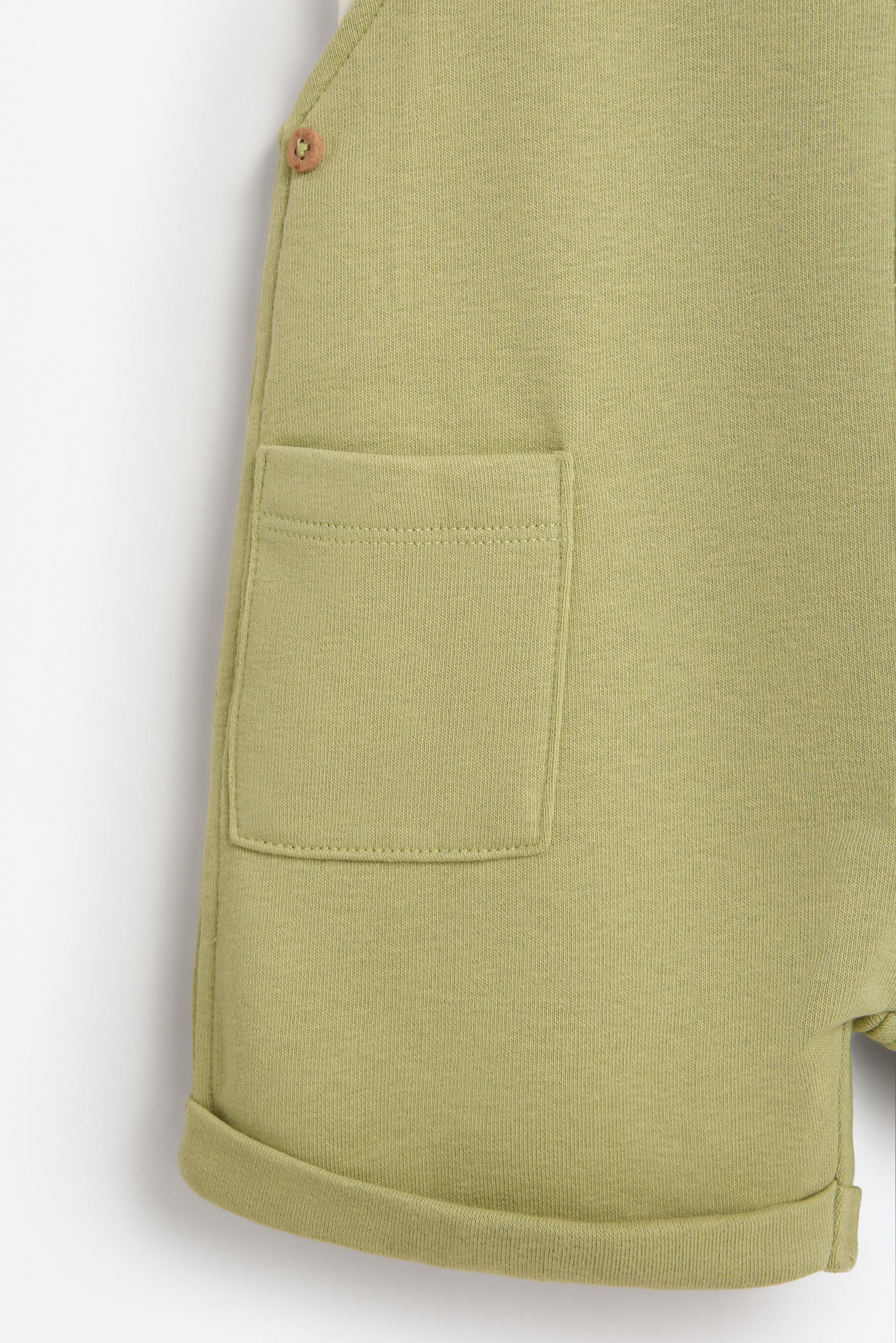 Plush dungarees and T-shirt set — OLIVE GREEN