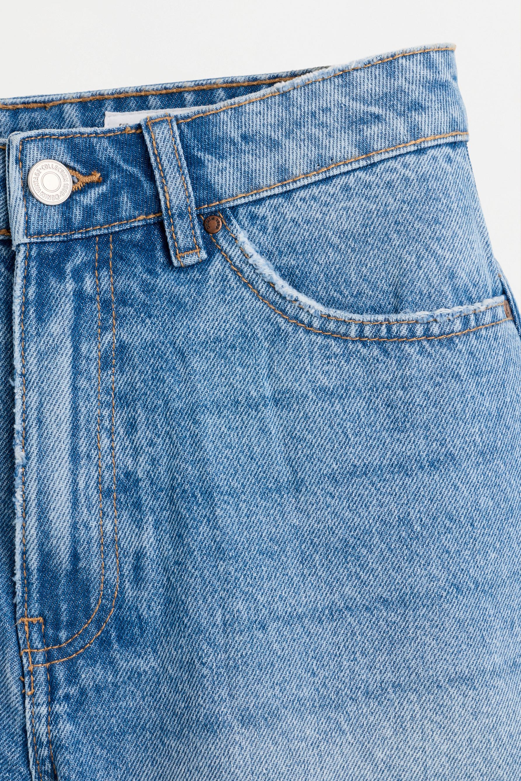 Basic mom fit denim shorts — BLUE