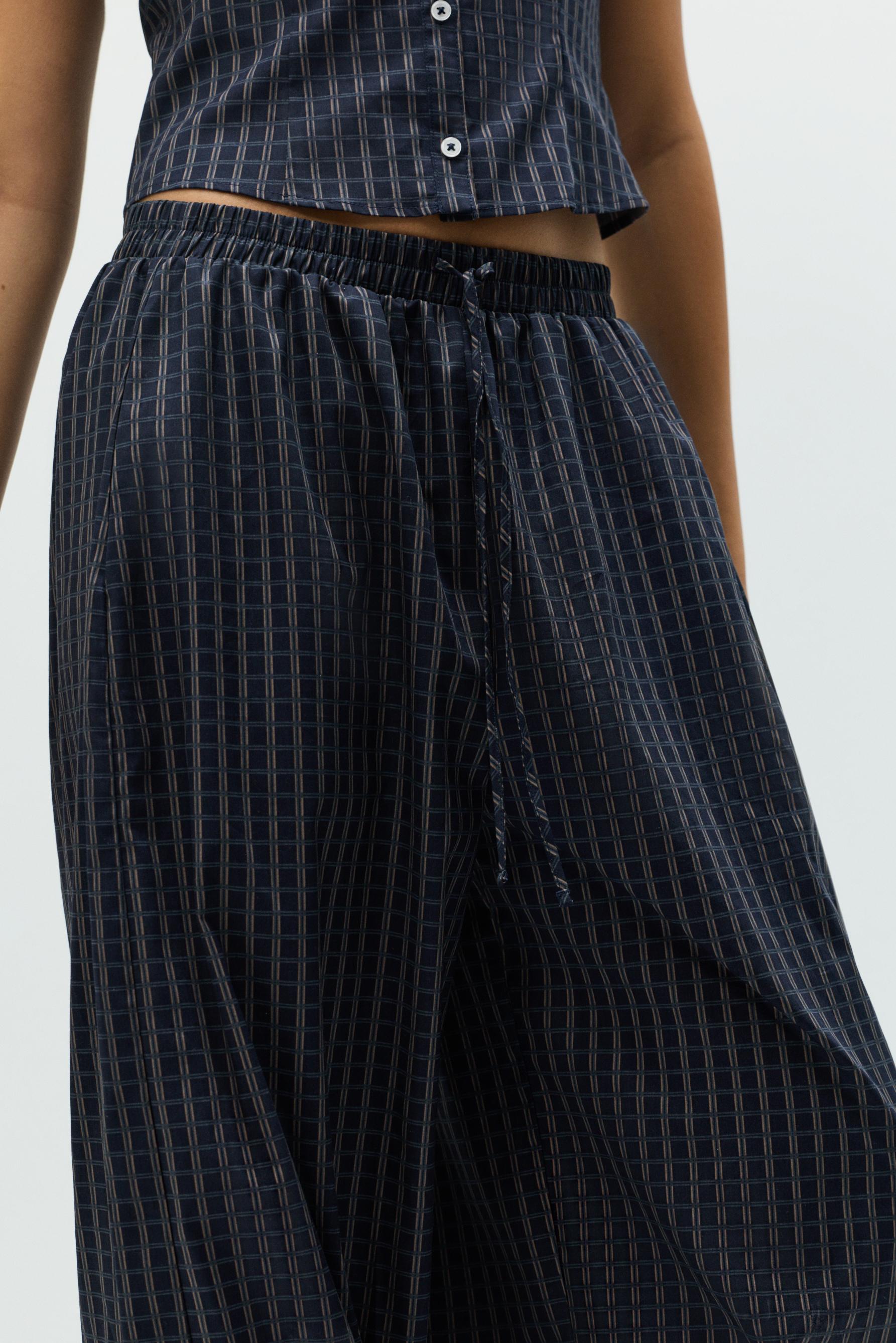 Plaid sarouel trousers — DARK BLUE
