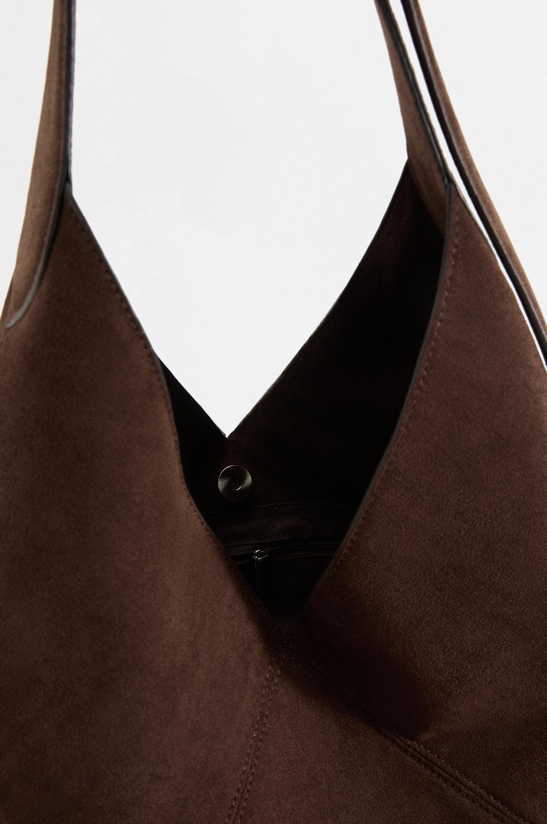 Faux suede shopper bag — BROWN