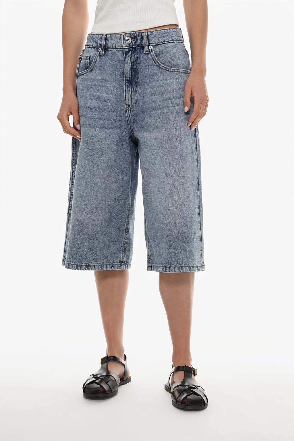 Long denim Bermuda shorts
