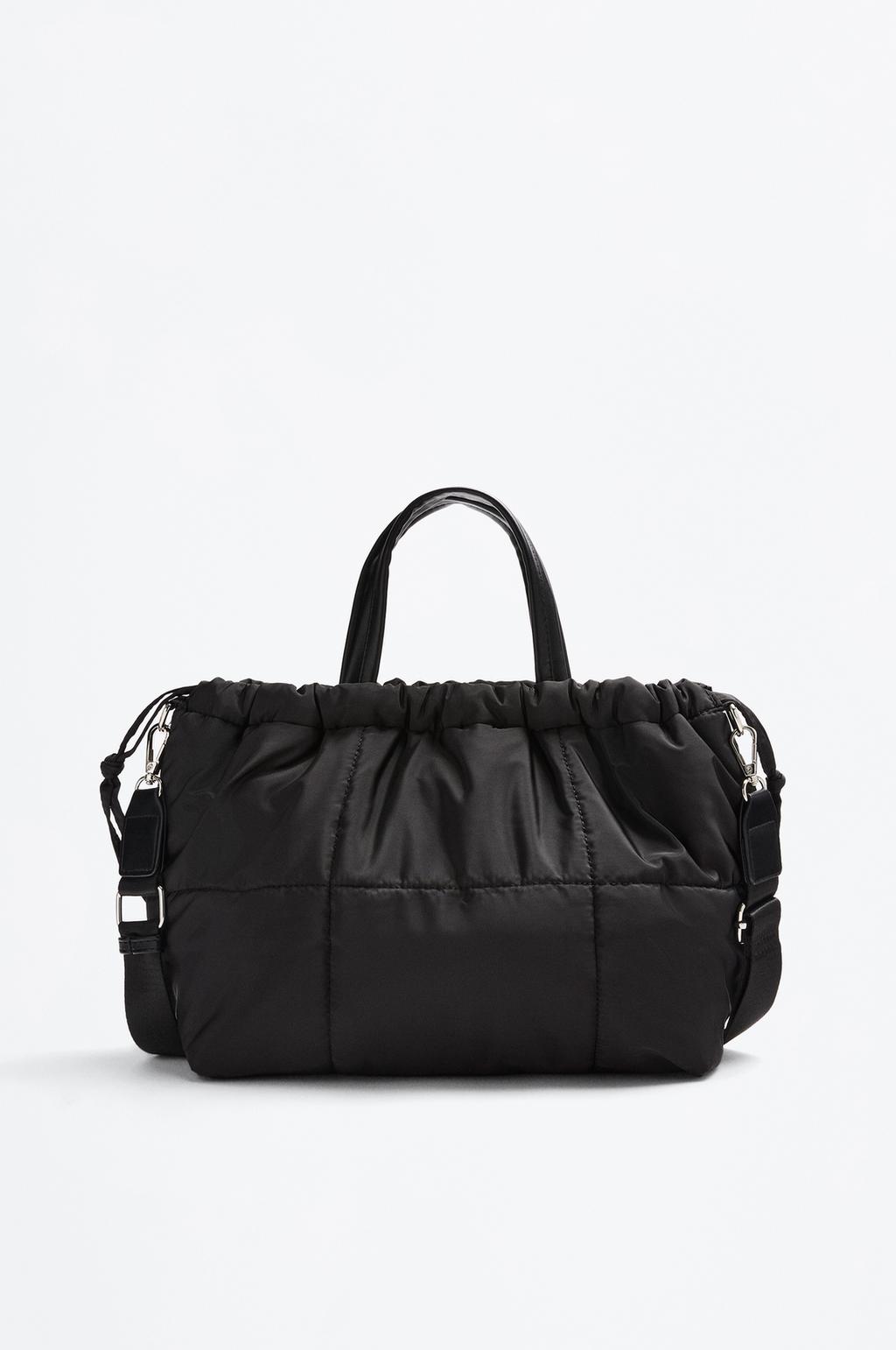Quilted Nylon Double Handle Crossbody Bag