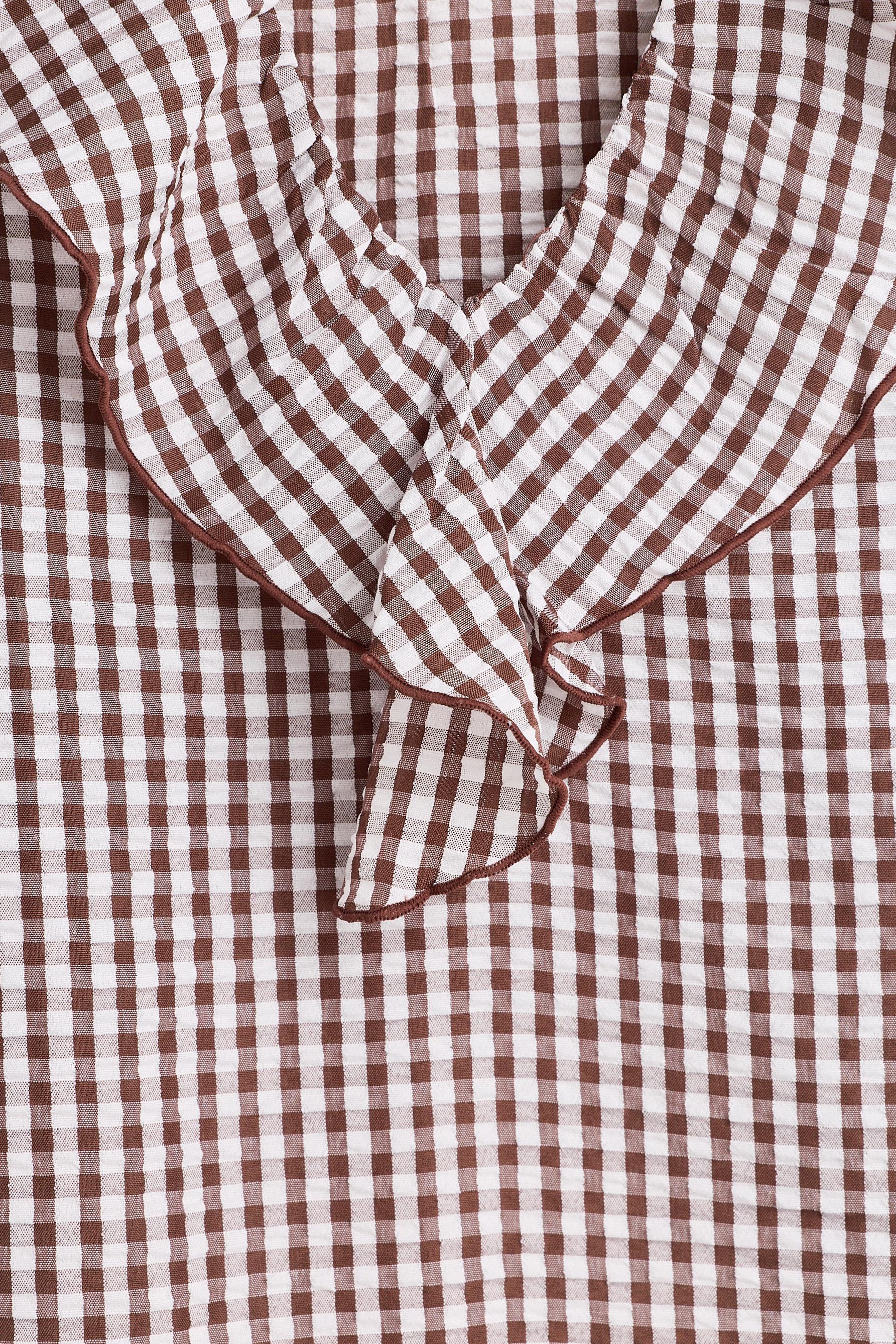 Gingham blouse — BROWN/WHITE