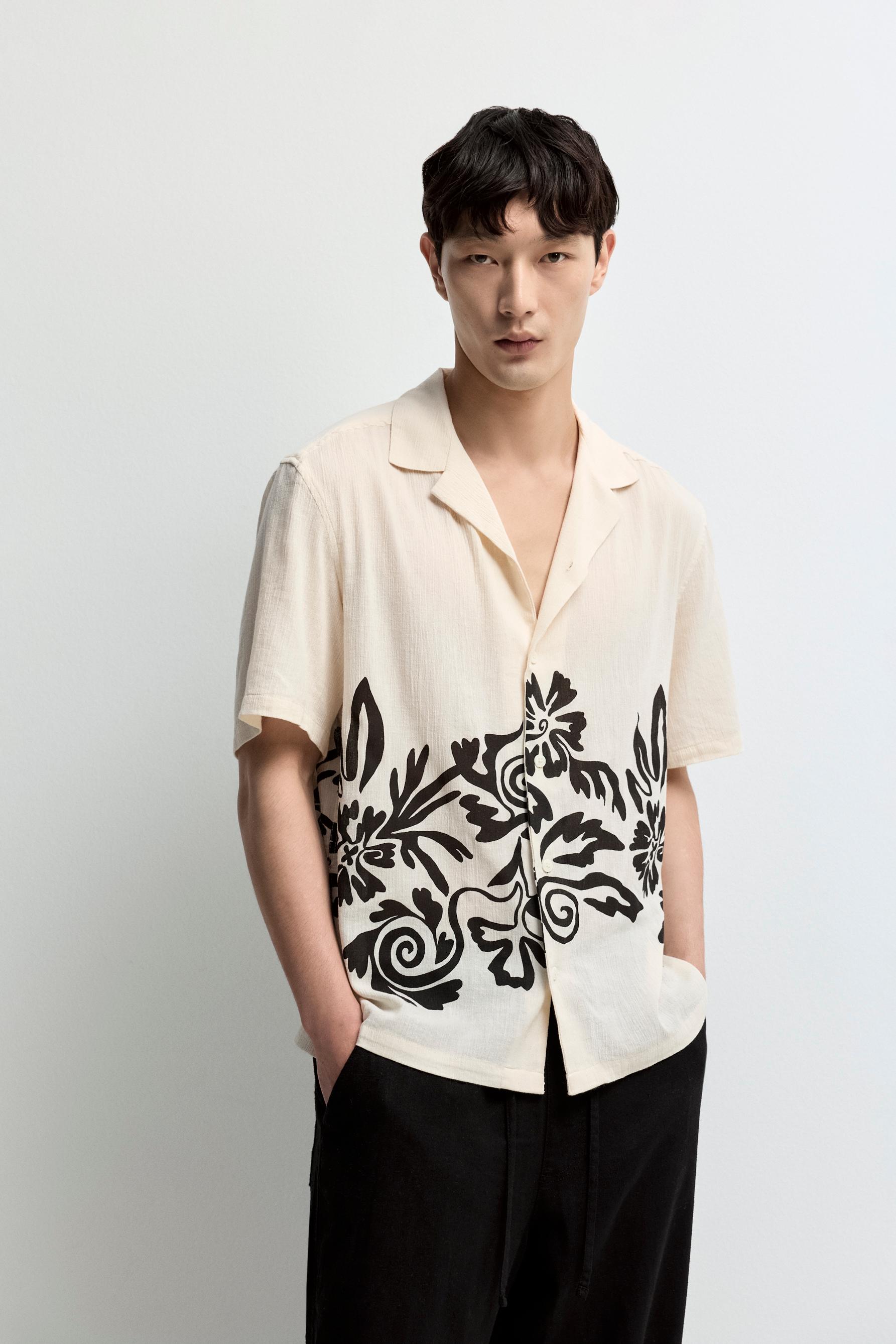 Textured print shirt — ECRU