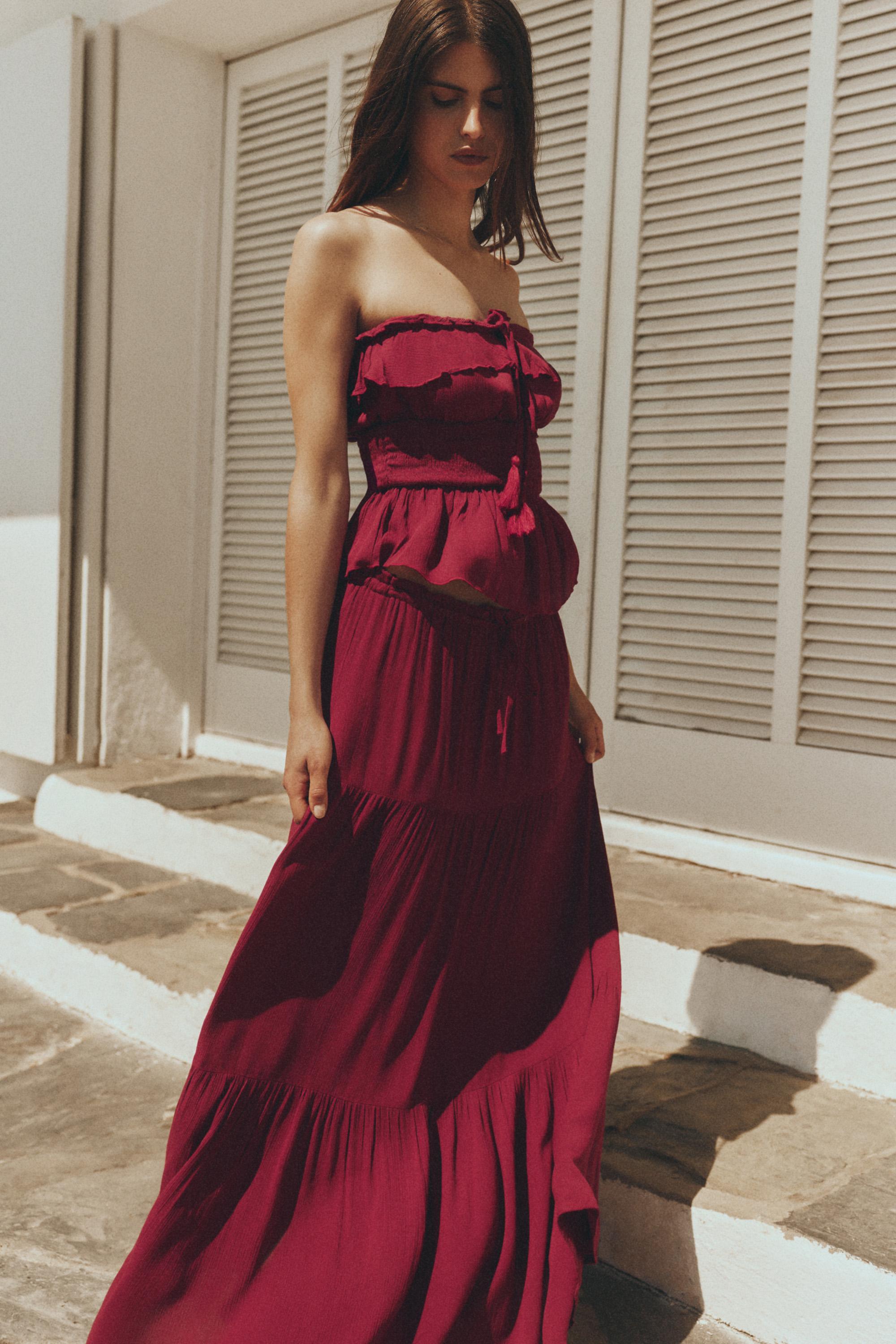 Ruffled top — MAROON