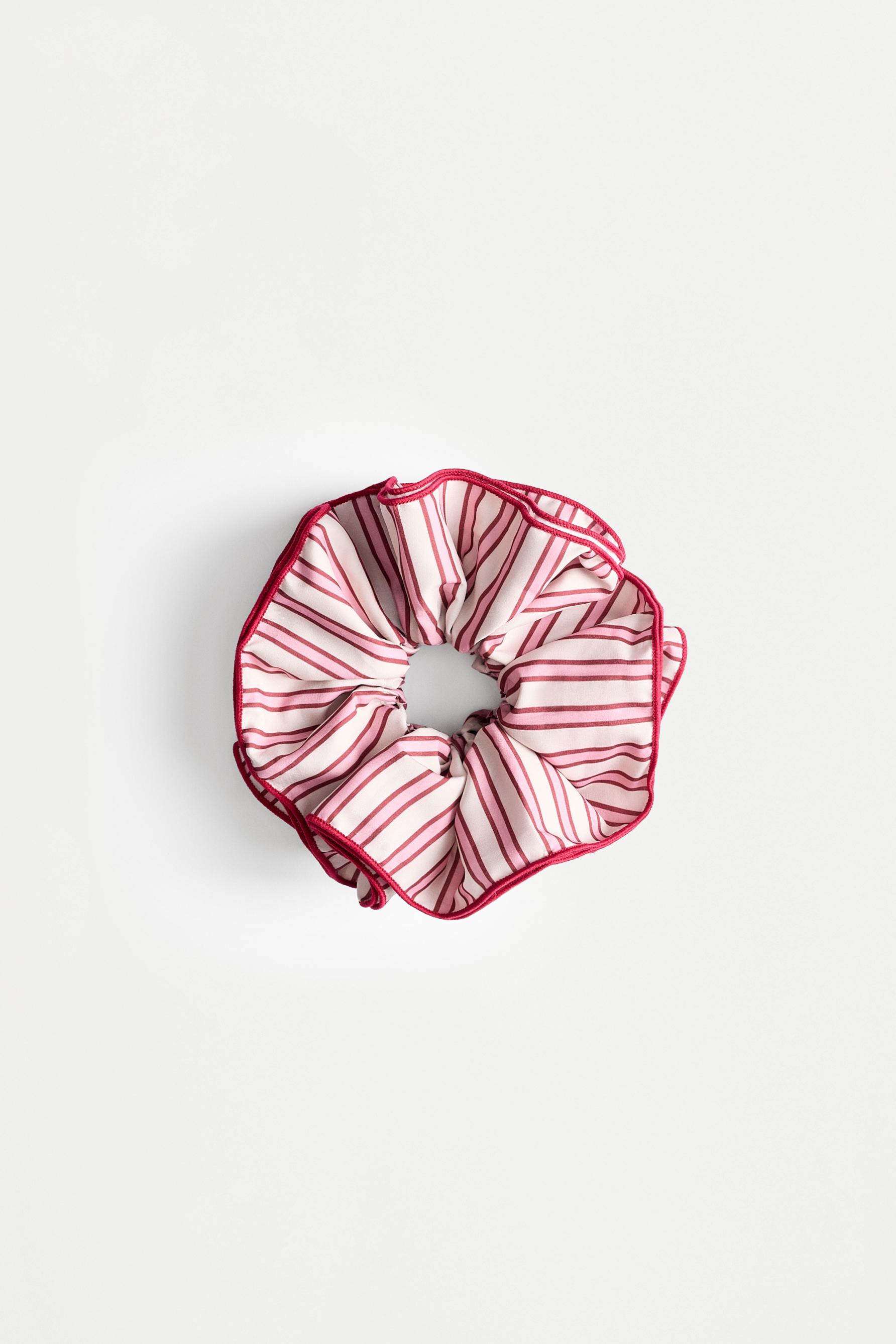XL striped scrunchie — BURGUNDY/ECRU