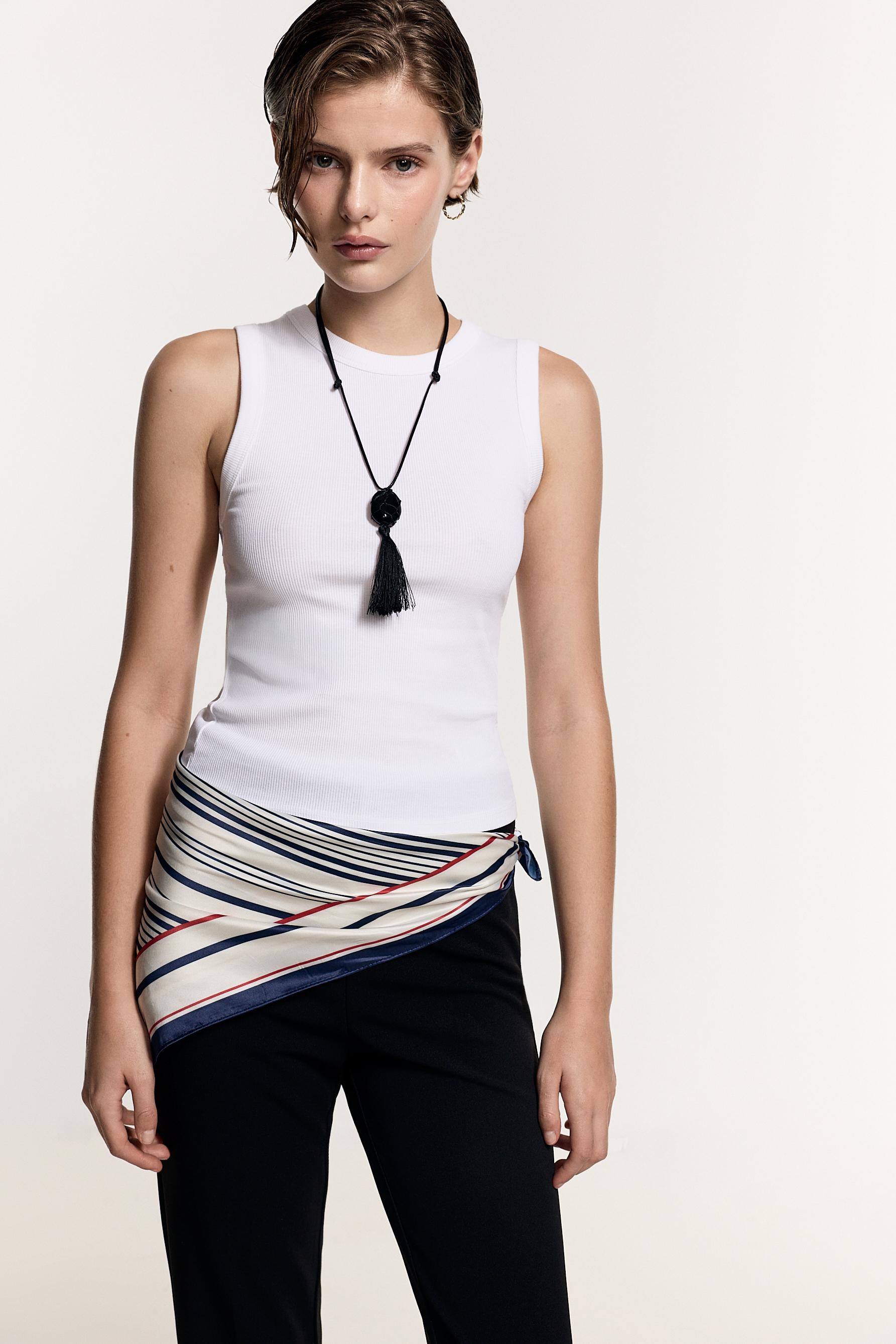 Ribbed racerback top — WHITE