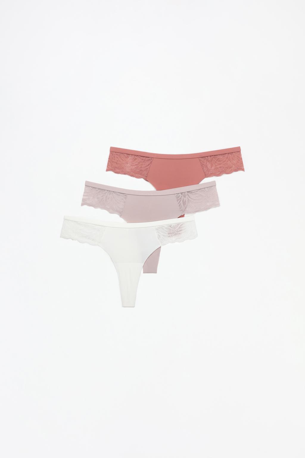 3-pack of Brazilian briefs with side lace