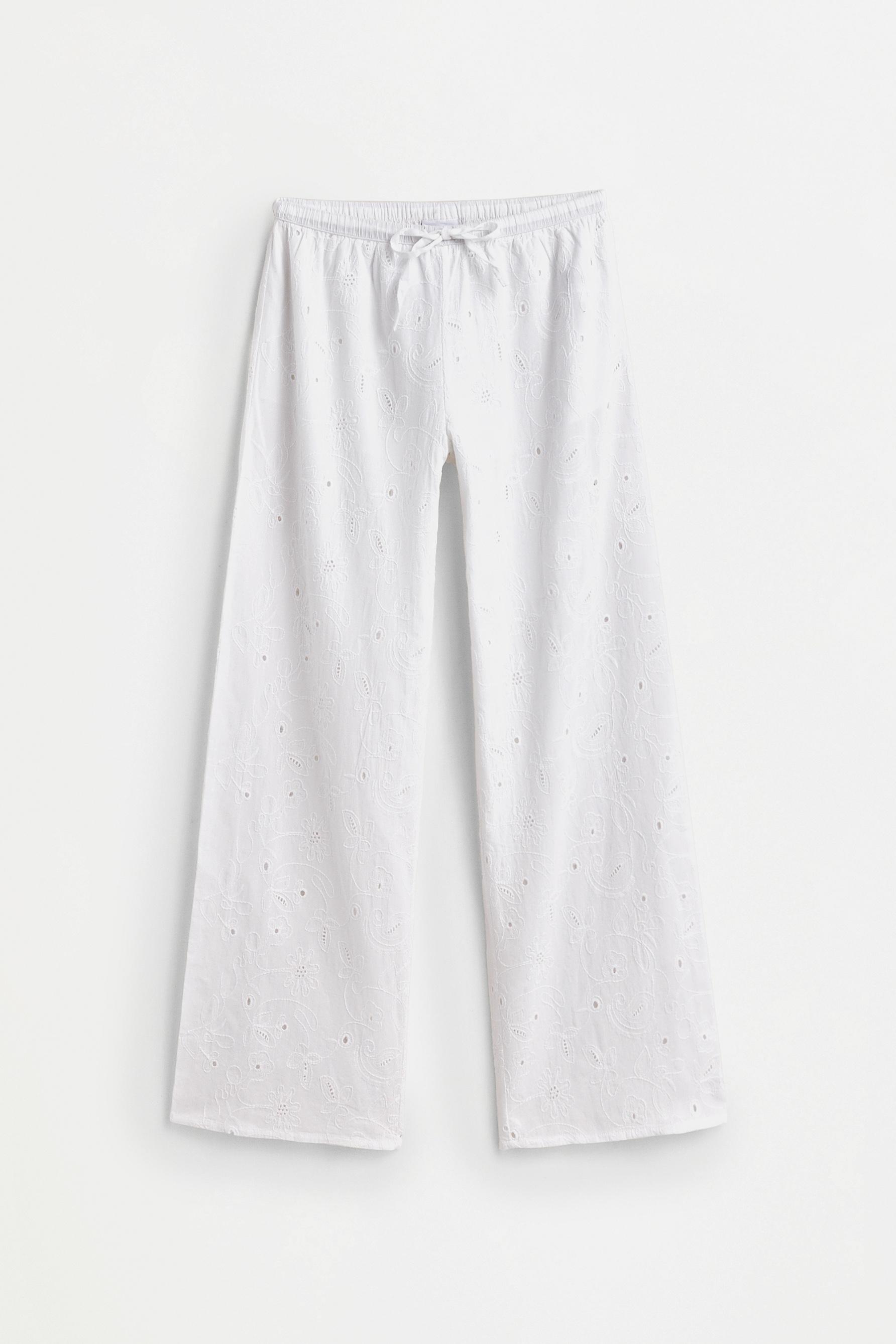 Embroidered straight trousers — WHITE