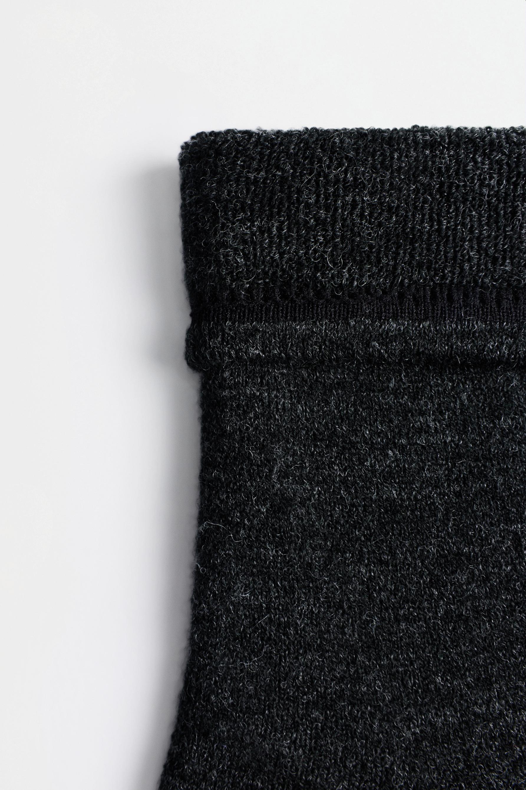 Long socks with 14% wool (Pack of 2) — BLACK MARL