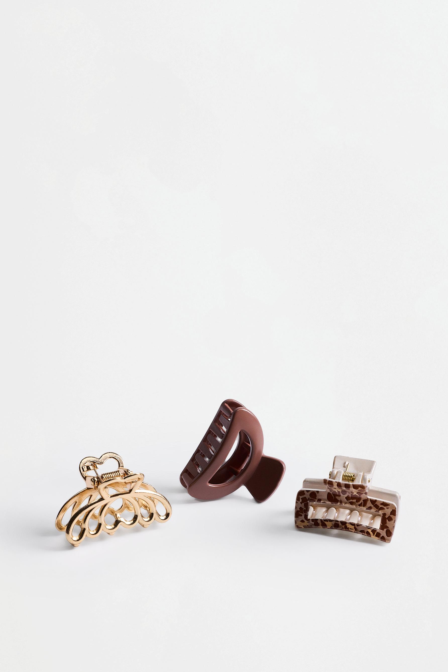 Assorted hair clips (3-pack) — GOLD