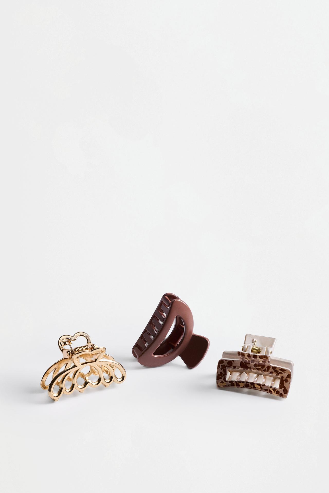 Assorted hair clips (3-pack) — GOLD