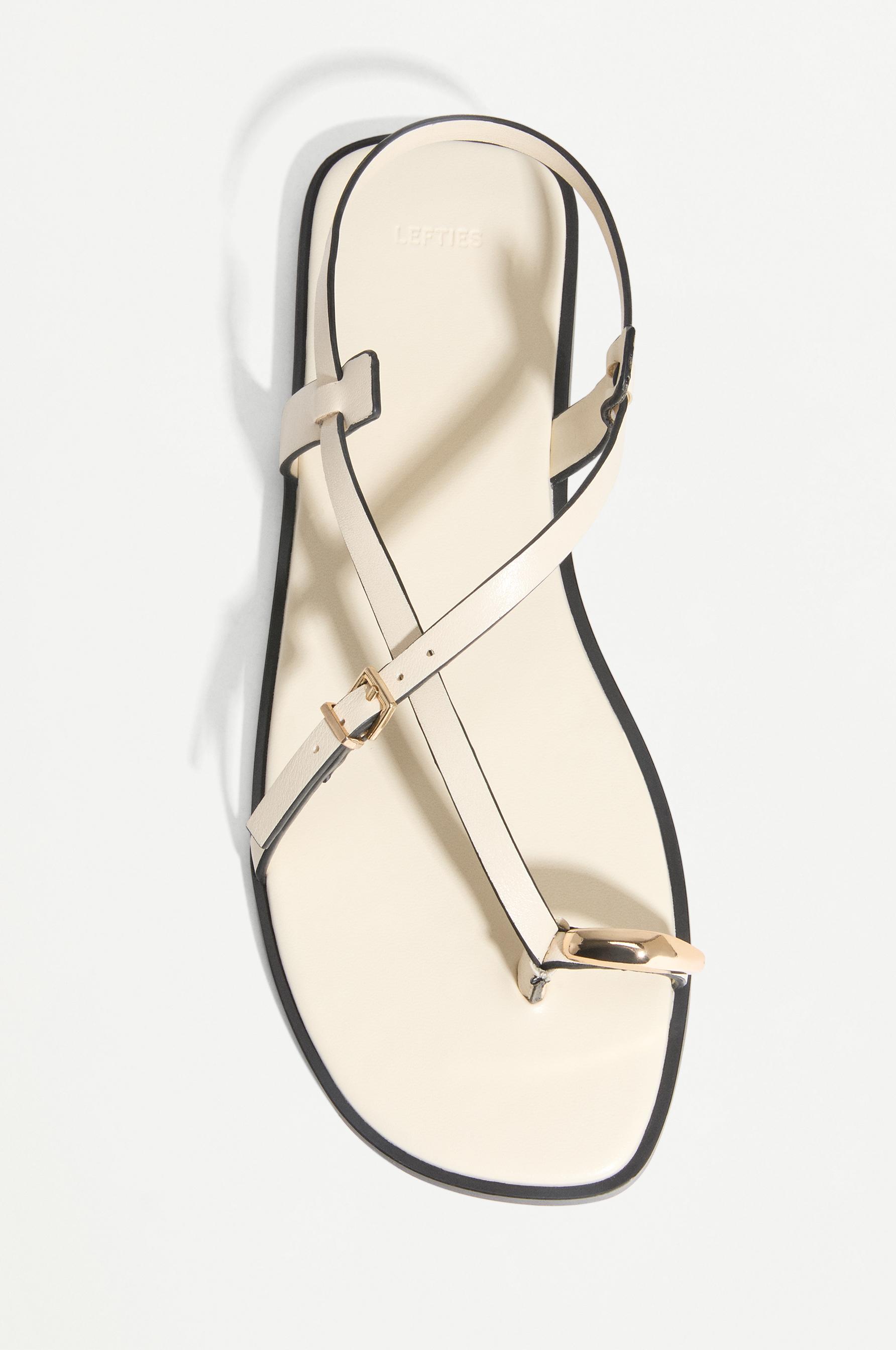 Flat slider sandal with metal detail — WHITE