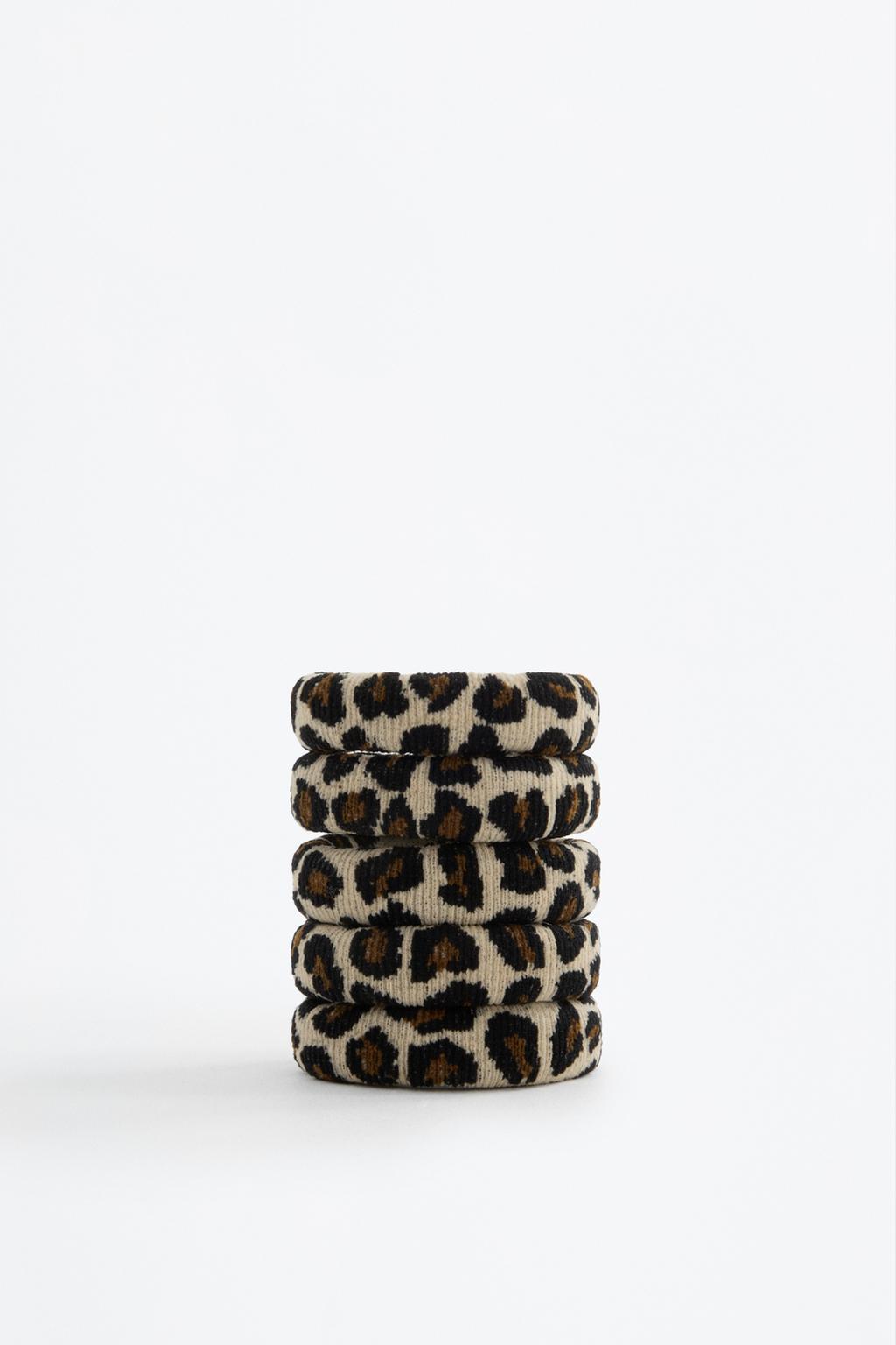 5-pack of animal print hair ties