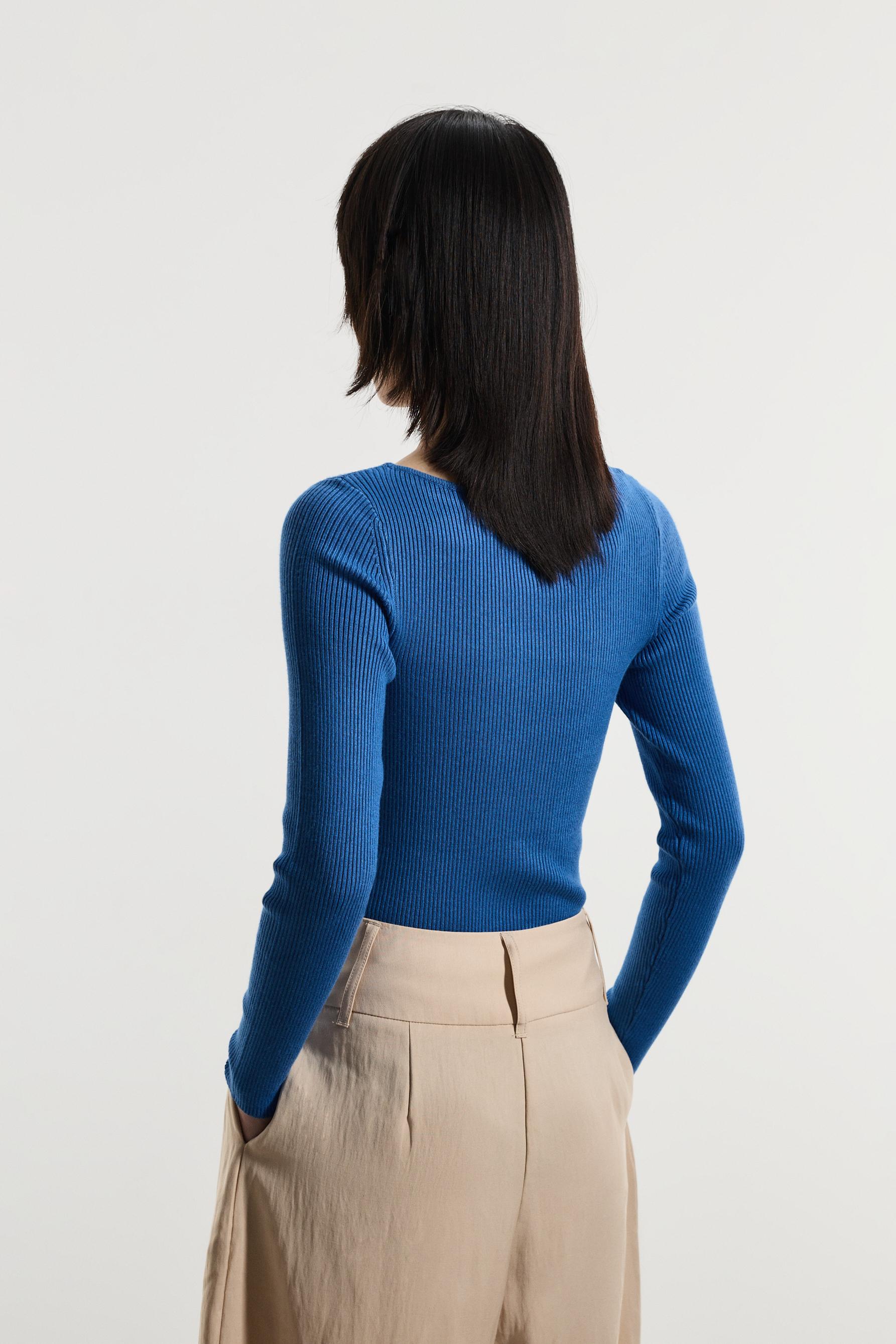 Basic rib sweater — DEEP BLUE