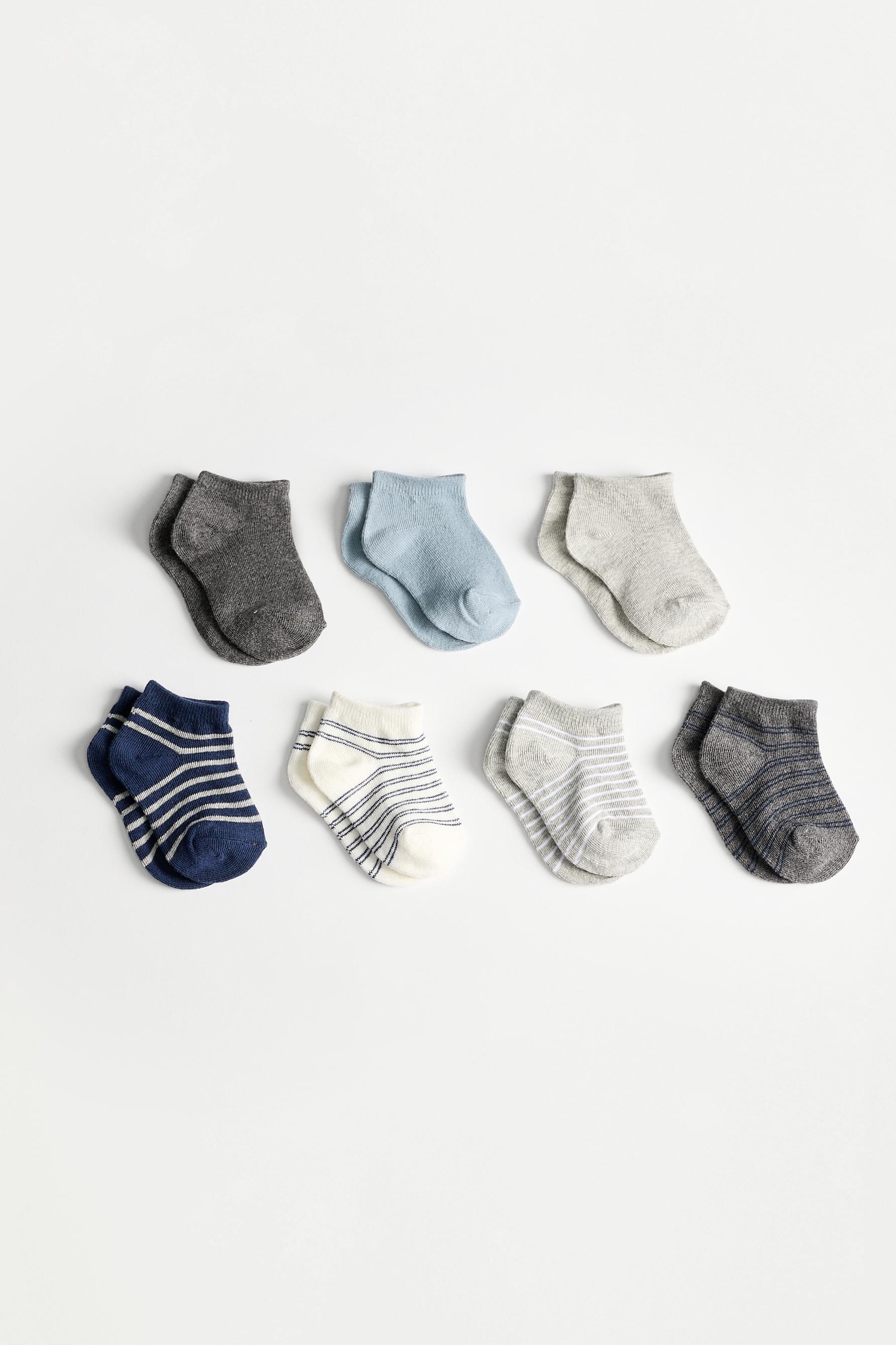 7-Pack Striped Short Socks — GREY/BLUE