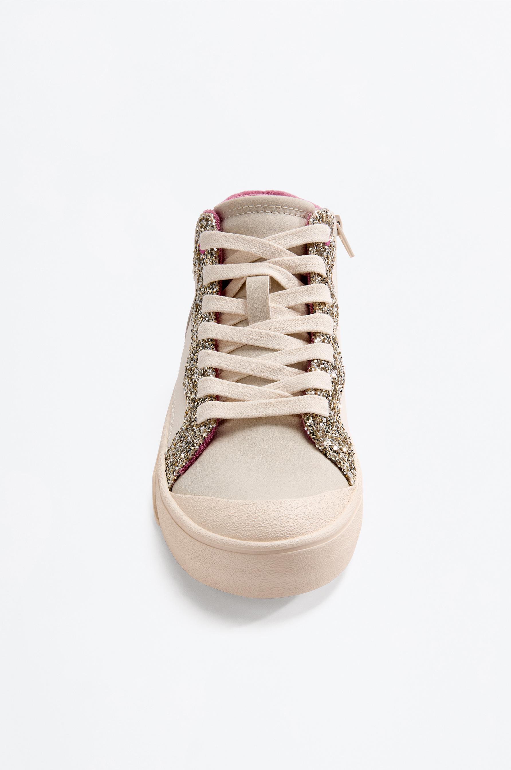 Ankle sneaker with rhinestones — ECRU