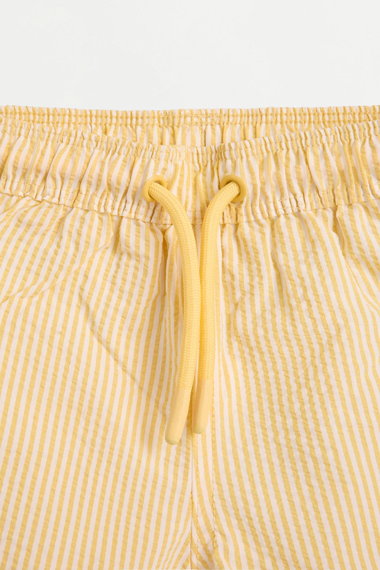 Striped seersucker swim shorts — LEMON YELLOW