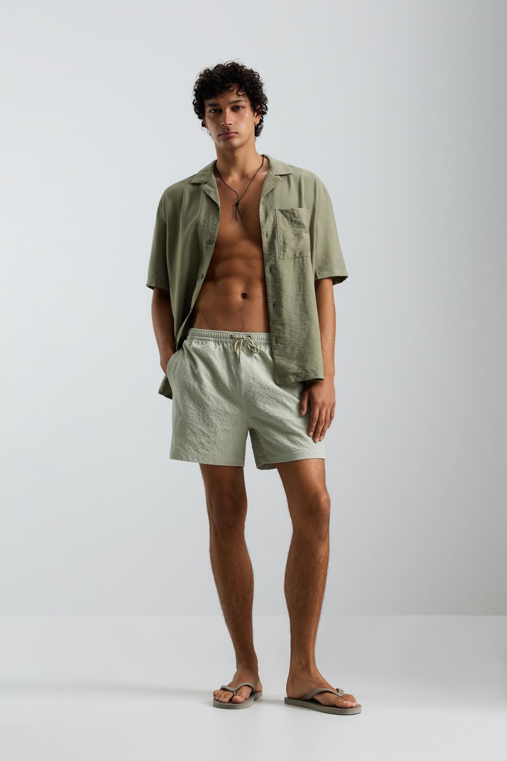 Regular fit textured swimming trunks